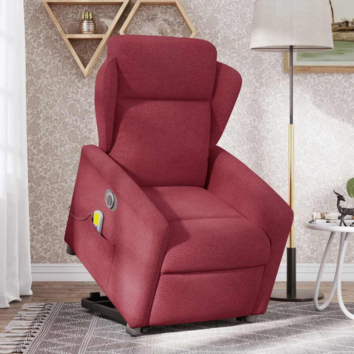 VIDAXL Fauteuil inclinable de massage electrique Rouge bordeaux Tissu