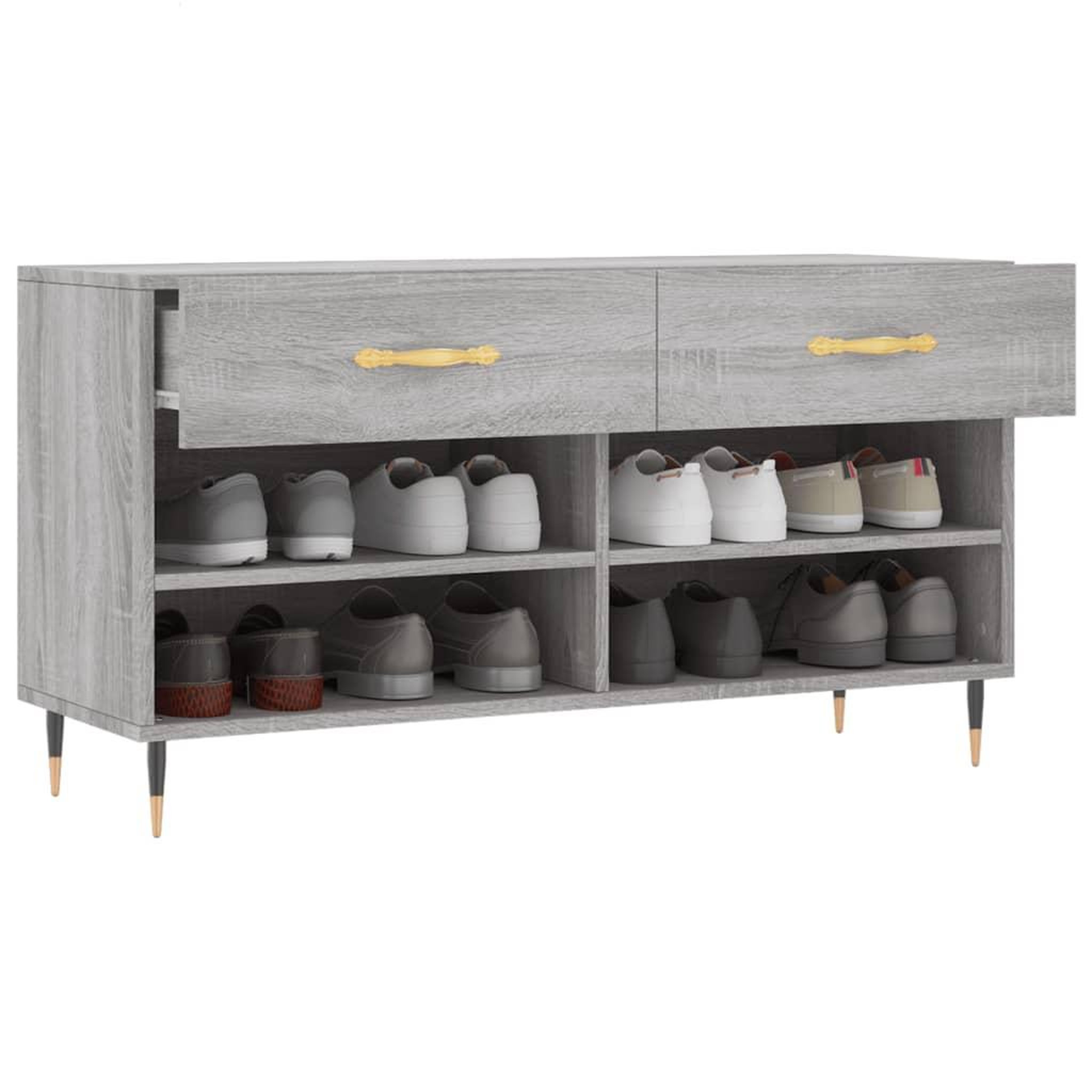 Voir la diapositive 4 : VIDAXL Banc a chaussures sonoma gris 102x35x55 cm bois d'ingenierie