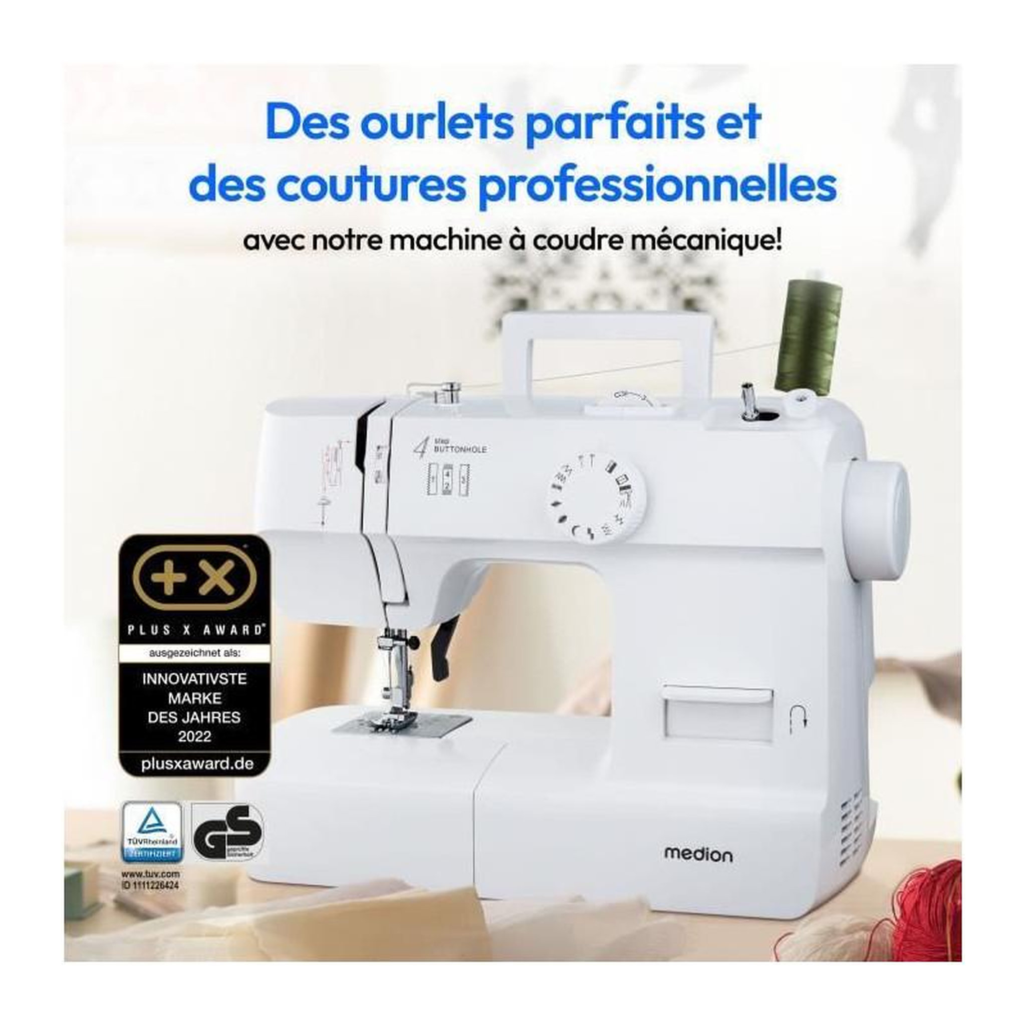 Voir la diapositive 3 : Medion Machine a Coudre - MEDION - SM 70 - 71W - 12 Points - 700 tr/min - LED - Blanc