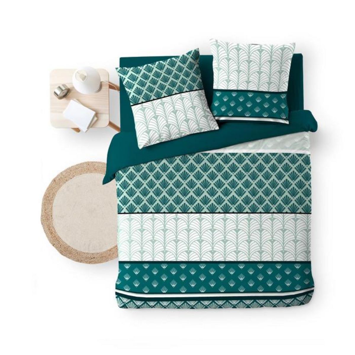 Paris Prix Parure de Lit 3 Pièces  Stria  240x220cm Émeraude