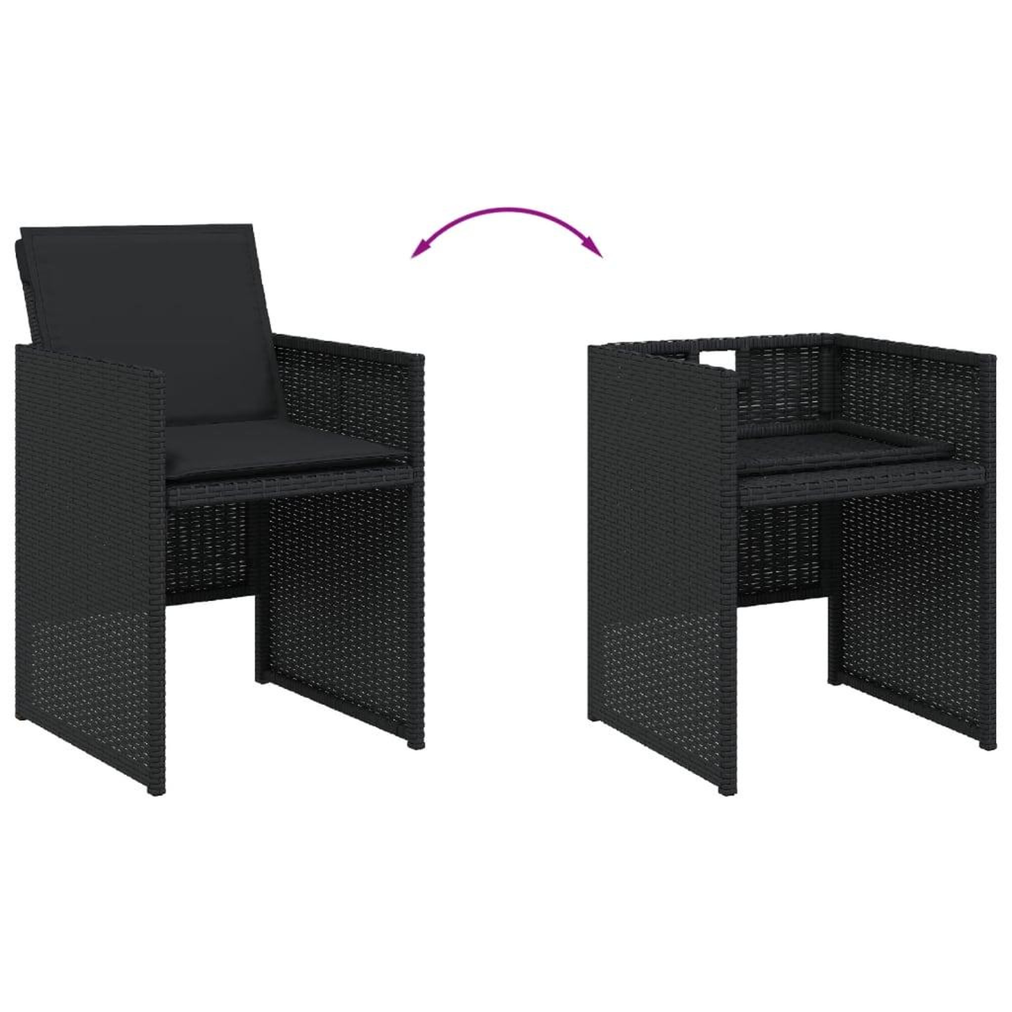 Voir la diapositive 5 : VIDAXL Ensemble a manger de jardin 11 pcs coussins noir resine tressee