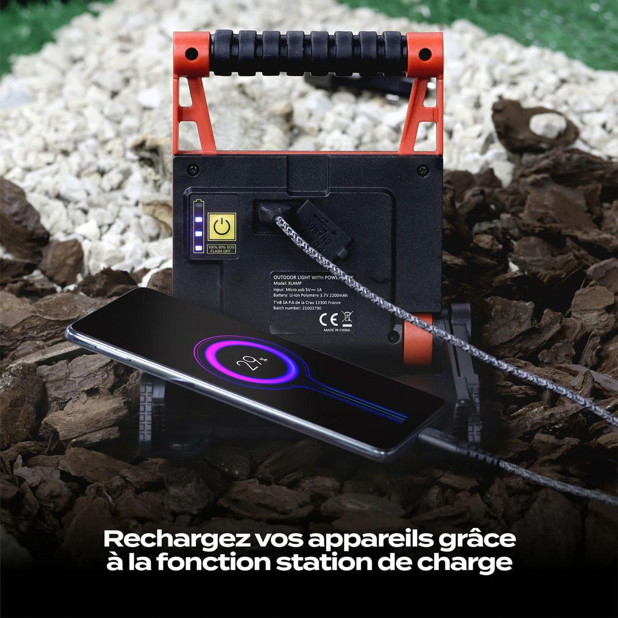 Voir la diapositive 5 : TNB Batterie externe lampe extérieure noir