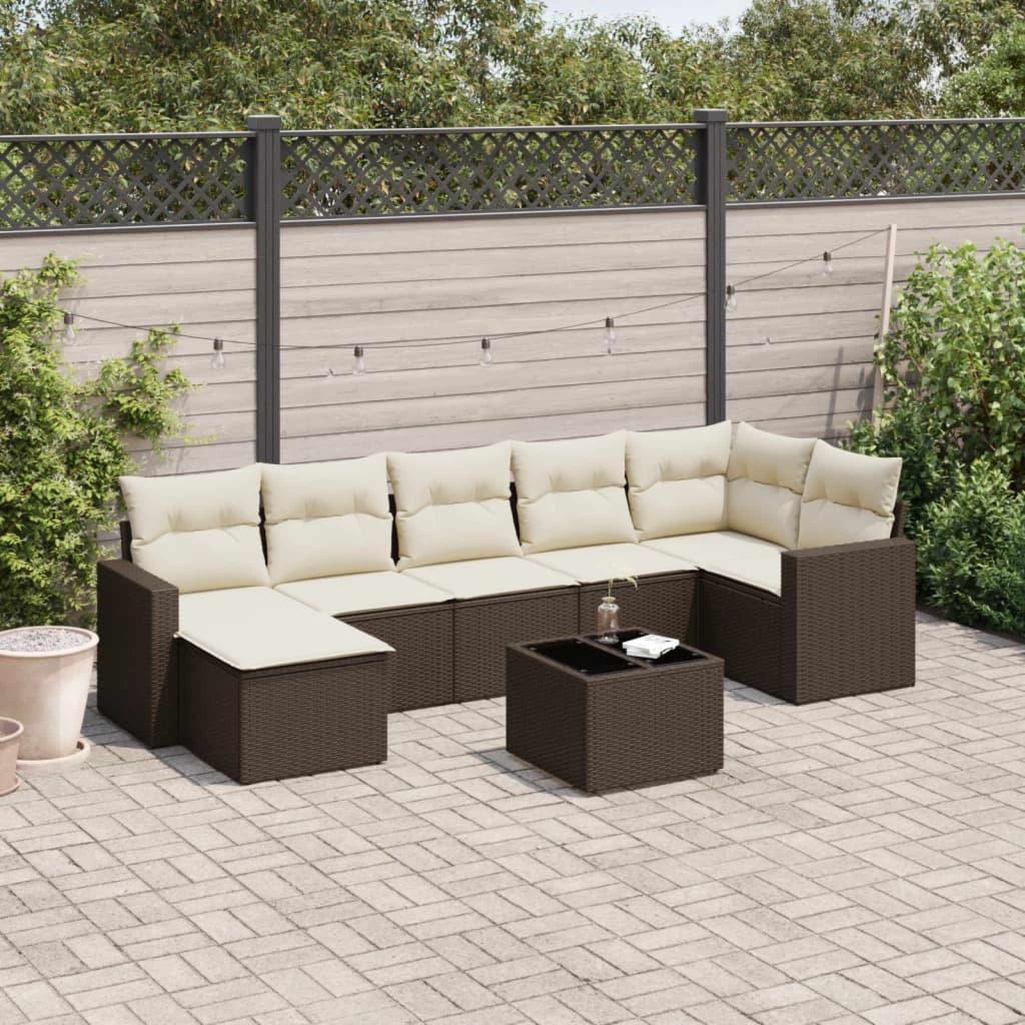 VIDAXL Salon de jardin 8 pcs avec coussins marron resine tressee
