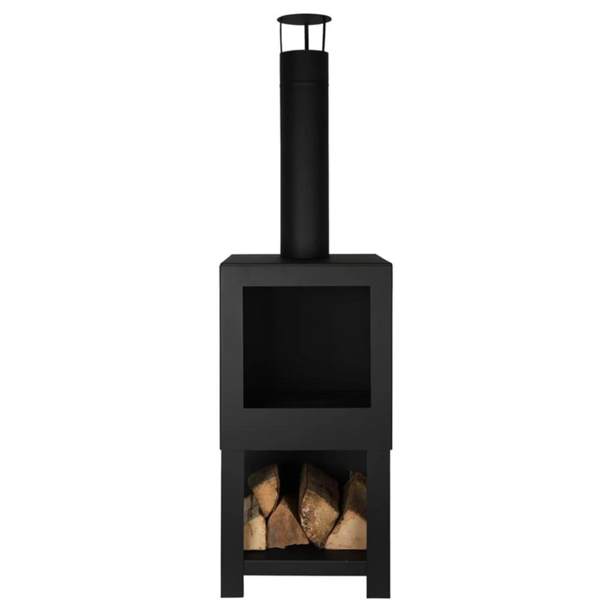 ESSCHERT DESIGN Esschert Design Cheminee d'exterieur avec rangement de bois Noir FF410