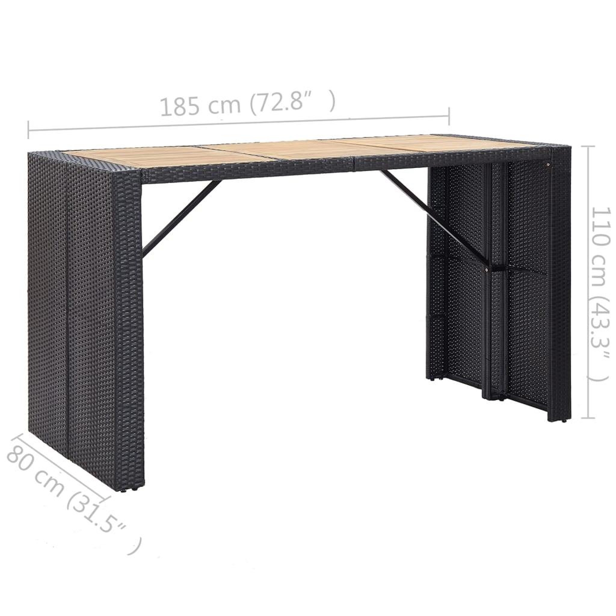 Voir la diapositive 6 : VIDAXL Ensemble de bar de jardin 7 pcs et coussins Resine tressee Noir