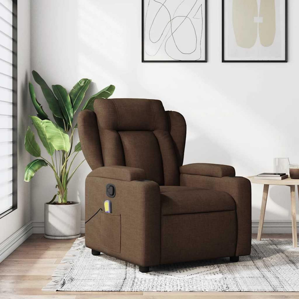 VIDAXL Fauteuil de massage inclinable Marron Tissu