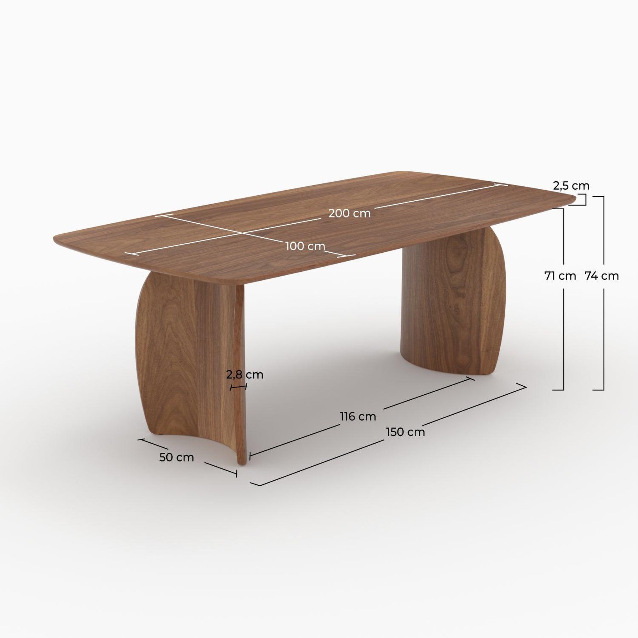 Voir la diapositive 4 : MAISON PAVANE Table rectangulaire 6 places en bois contreplaqué et placage en noyer-asma