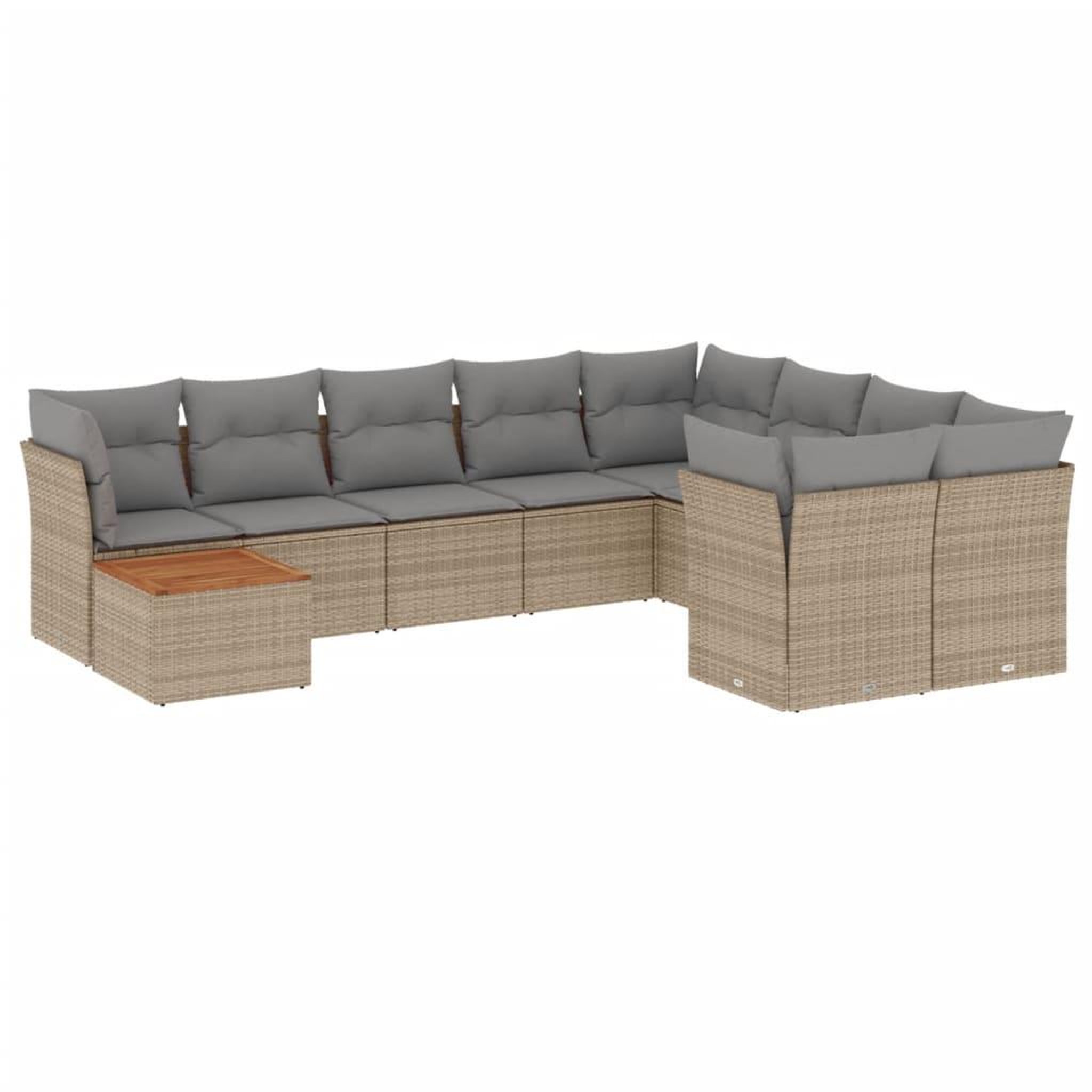 Voir la diapositive 2 : VIDAXL Salon de jardin avec coussins 10 pcs beige resine tressee