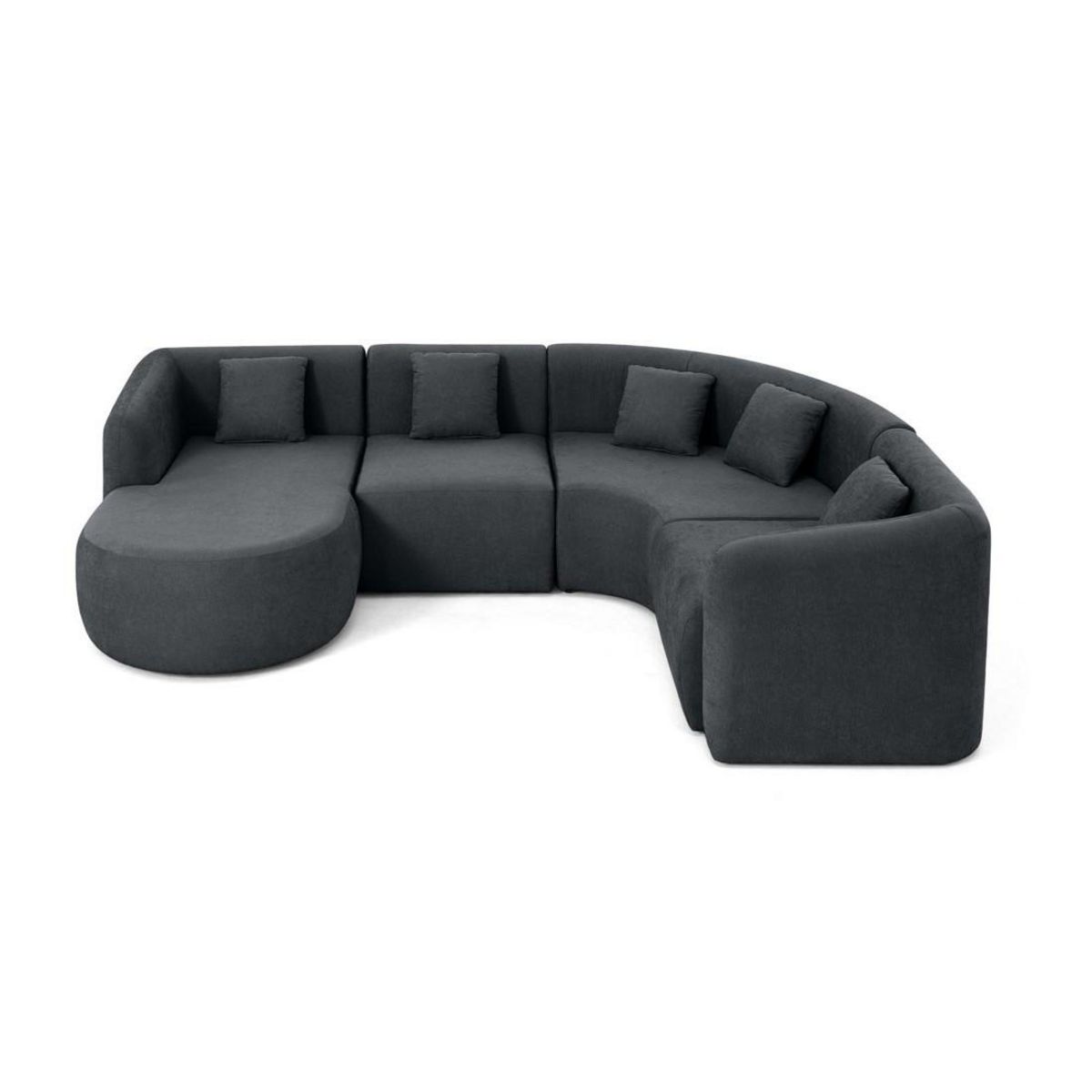 LISA DESIGN Ikare - canapé modulable d'angle gauche - 5 places - avec méridienne - en tissu