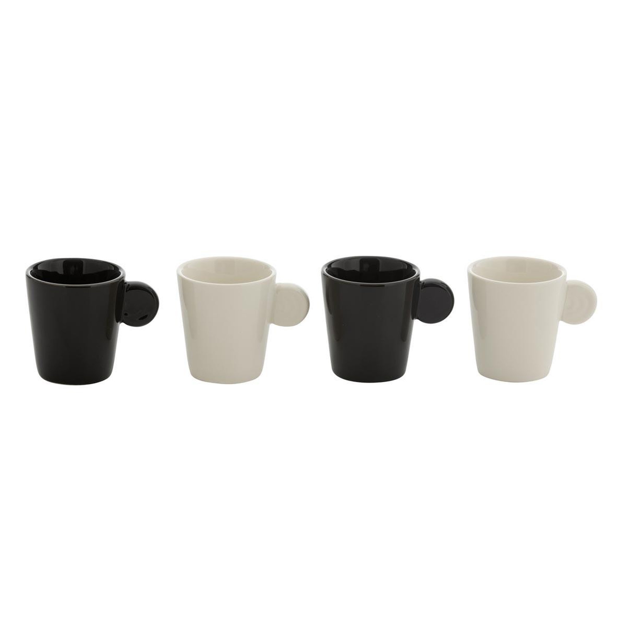 Voir la diapositive 3 : J-LINE Lot de 4 tasses à café  avery  7,5cl noir & blanc