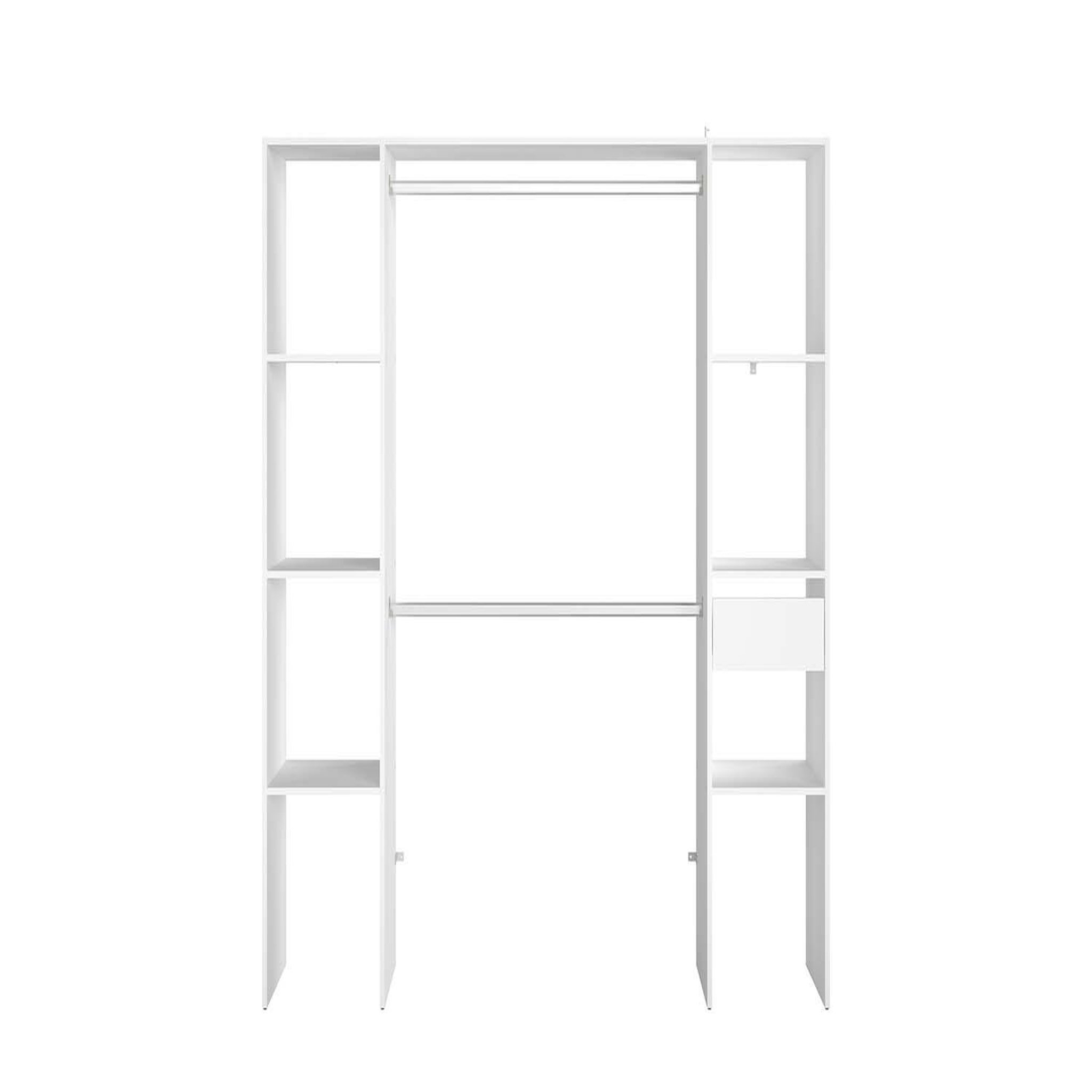 CONCEPT USINE Dressing blanc 6 étagères 1 tiroir 2 penderies 180 x 40 x 180 cm ELYSEE