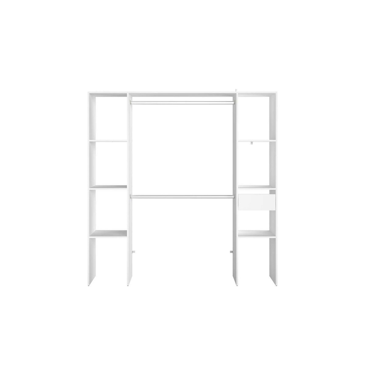 CONCEPT USINE Dressing blanc 6 étagères, 1 tiroir, 2 penderies 180 x 40 x 180 cm ELYSEE