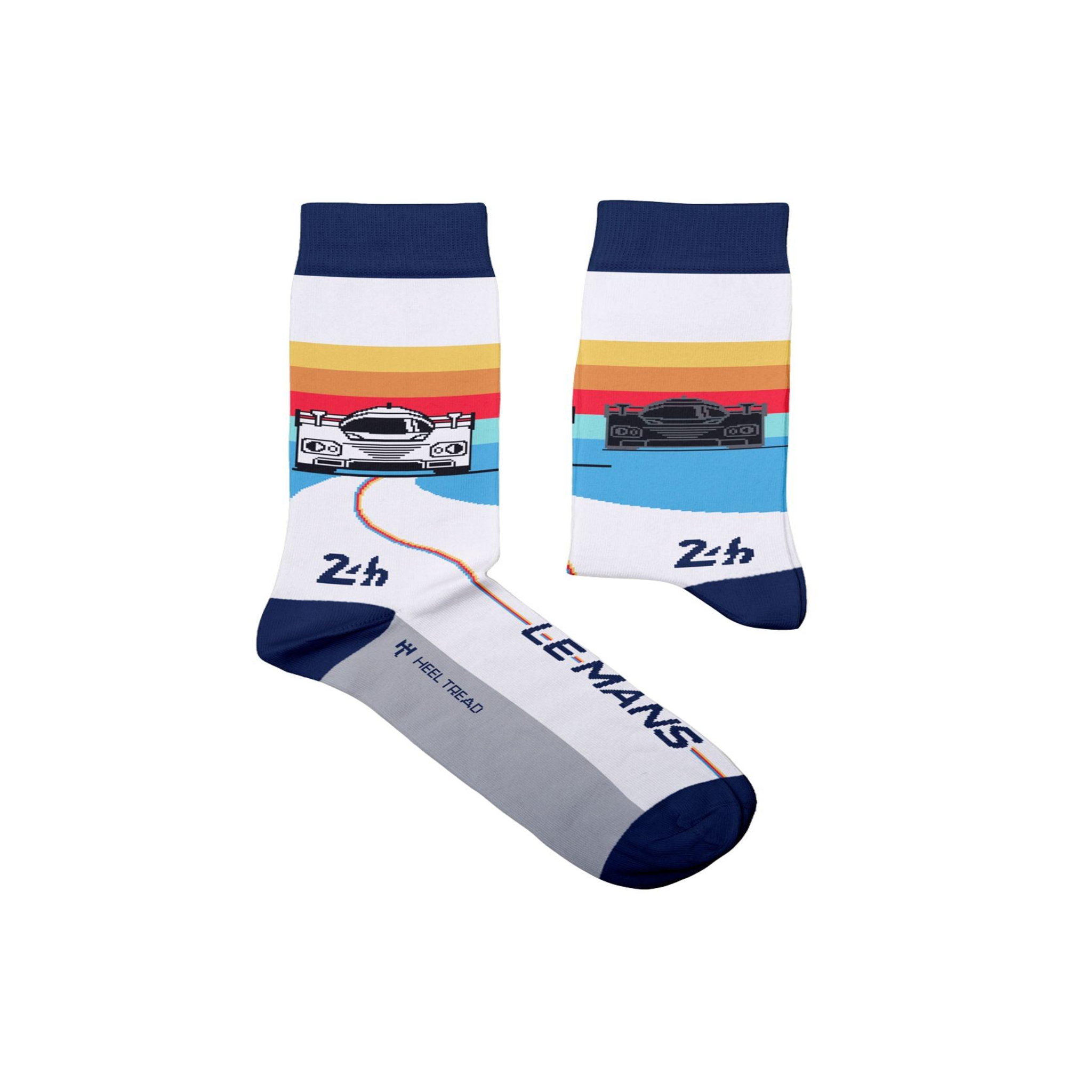 SOCK AFFAIRS Chaussettes retro racer des 24h du mans. Coloris disponibles : Blanc