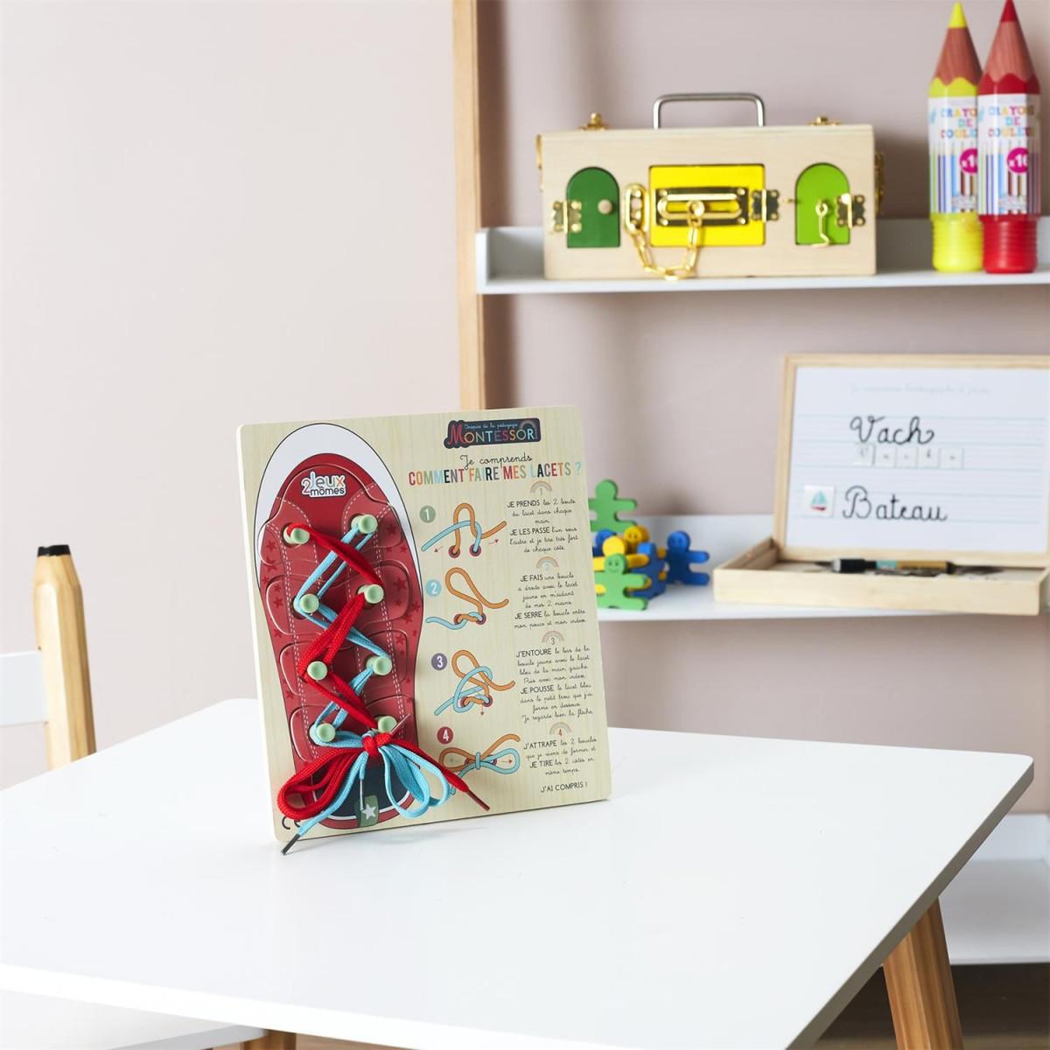 Voir la diapositive 4 : Jeux 2 momes Jeu d'adresse chaussures  montessori  22cm multicolore