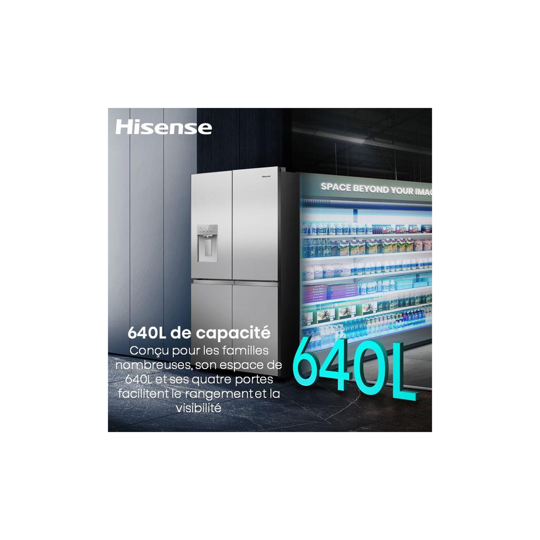 Voir la diapositive 4 : Hisense Réfrigérateur multi portes rq640p5ssd