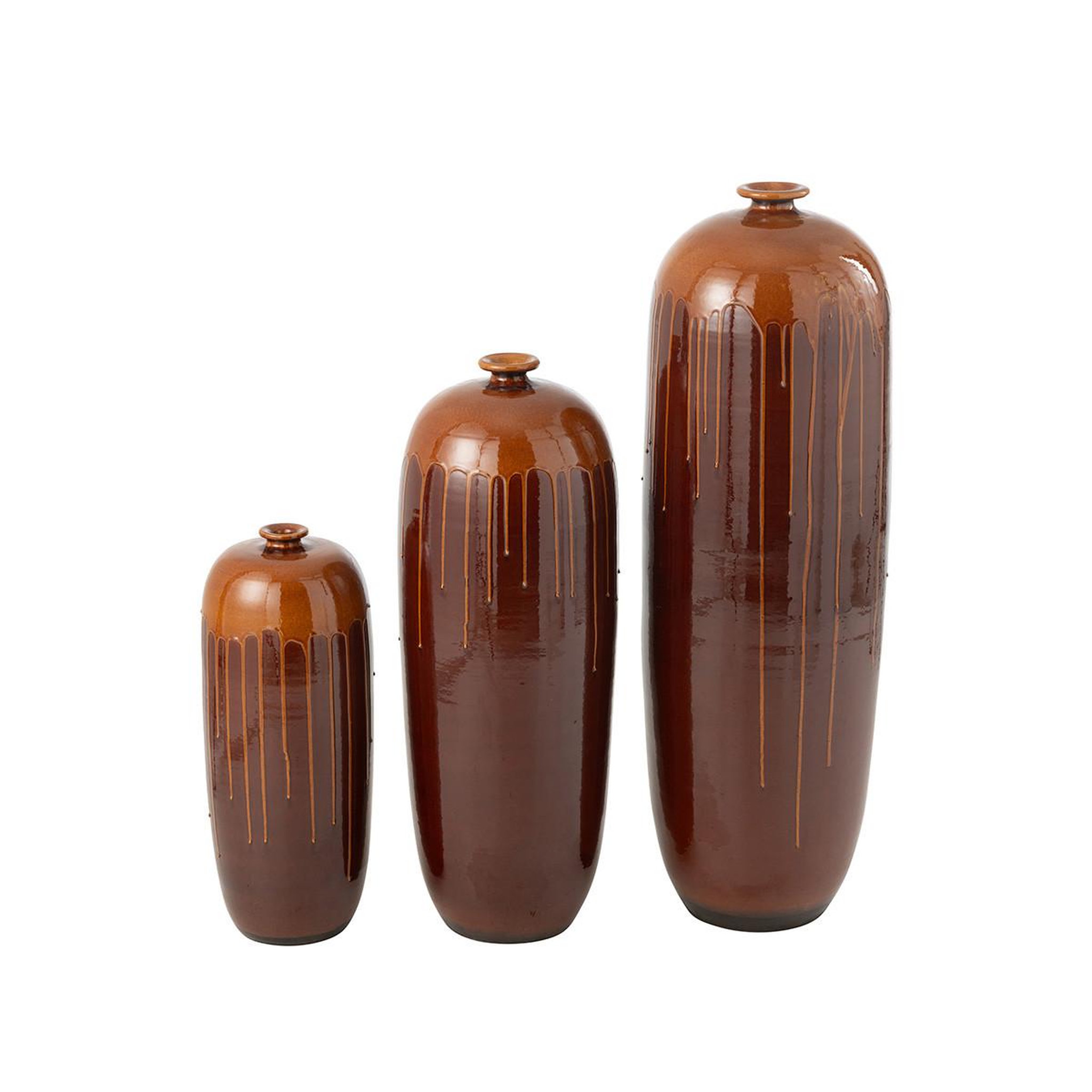 Voir la diapositive 3 : J-LINE Vase en terre cuite  lee terra  55cm marron & orange