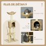 Voir la diapositive 5 : PAWHUT Arbre à chat style cosy chic griffoirs grattoir sisal naturel équipement multiple peluche jacinthe d'eau beige