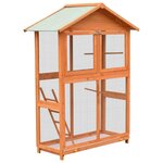 VIDAXL Cage a oiseaux Pin massif et bois de sapin 125,5x59,5x164 cm