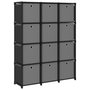 Voir la diapositive 1 : VIDAXL Etagere a 12 cubes avec boîtes Noir 103x30x141 cm Tissu