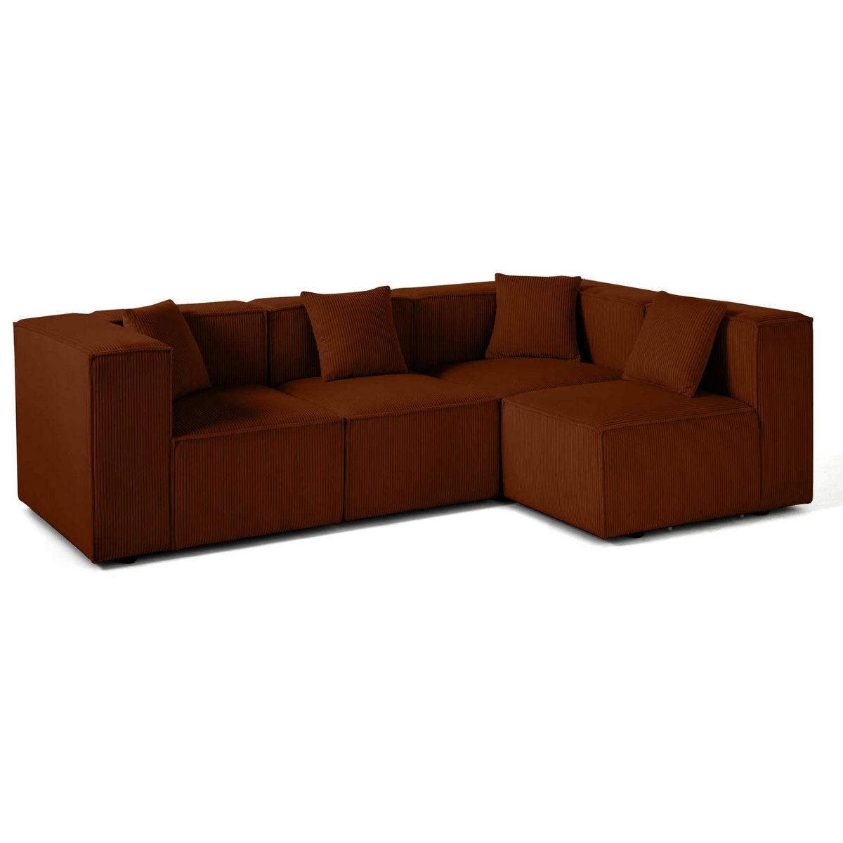 LISA DESIGN Arty - canapé modulable d'angle droit 4 places - en velours côtelé