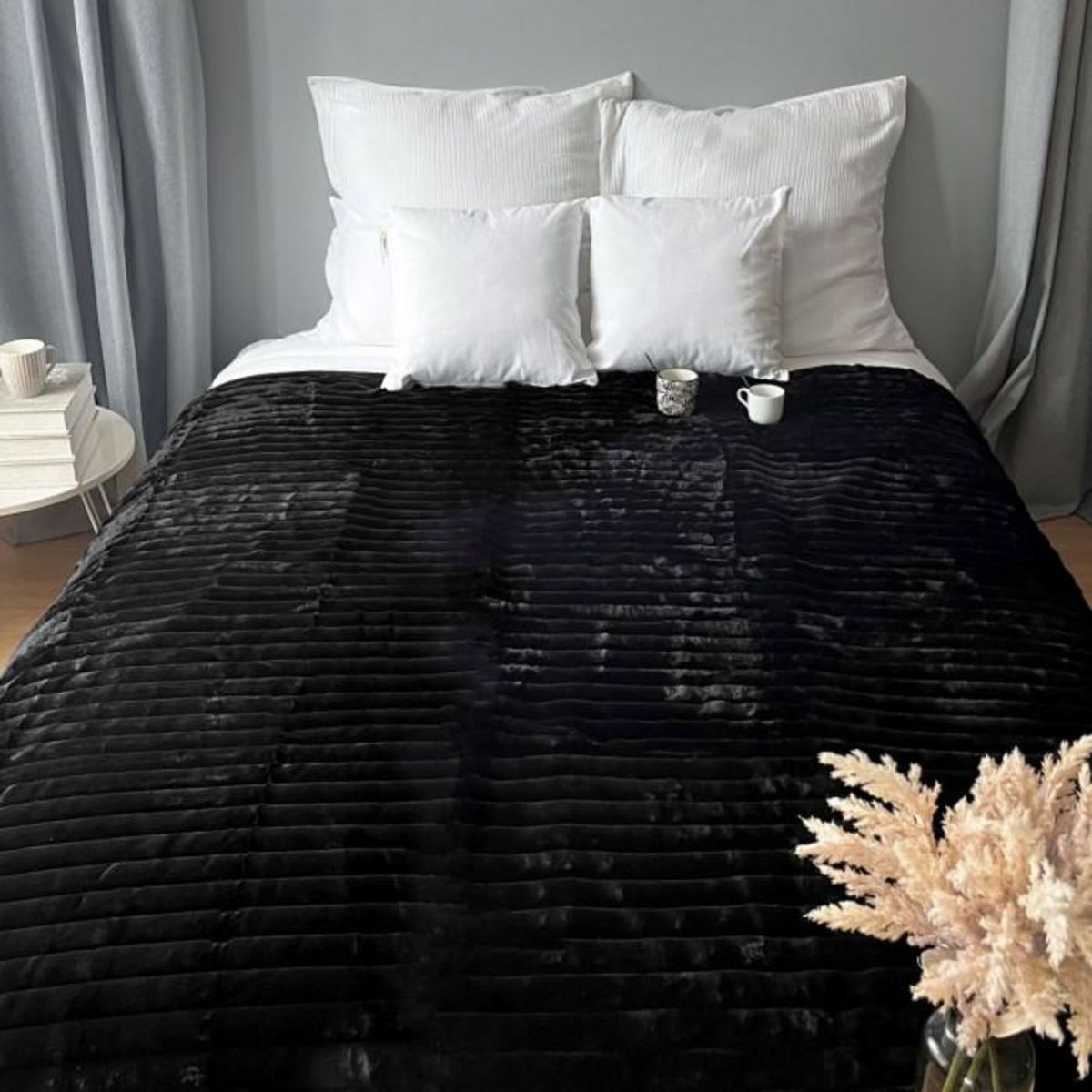 Paris Prix Plaid XL Imitation Fourrure  Matisse  180x220cm Noir