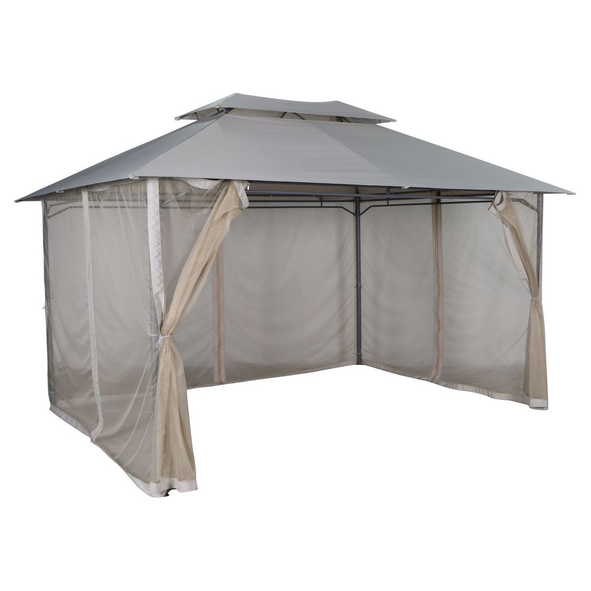 GARDENSTAR Tonelle de jardin avec double auvent - Acier - 300x400x260cm - Beige