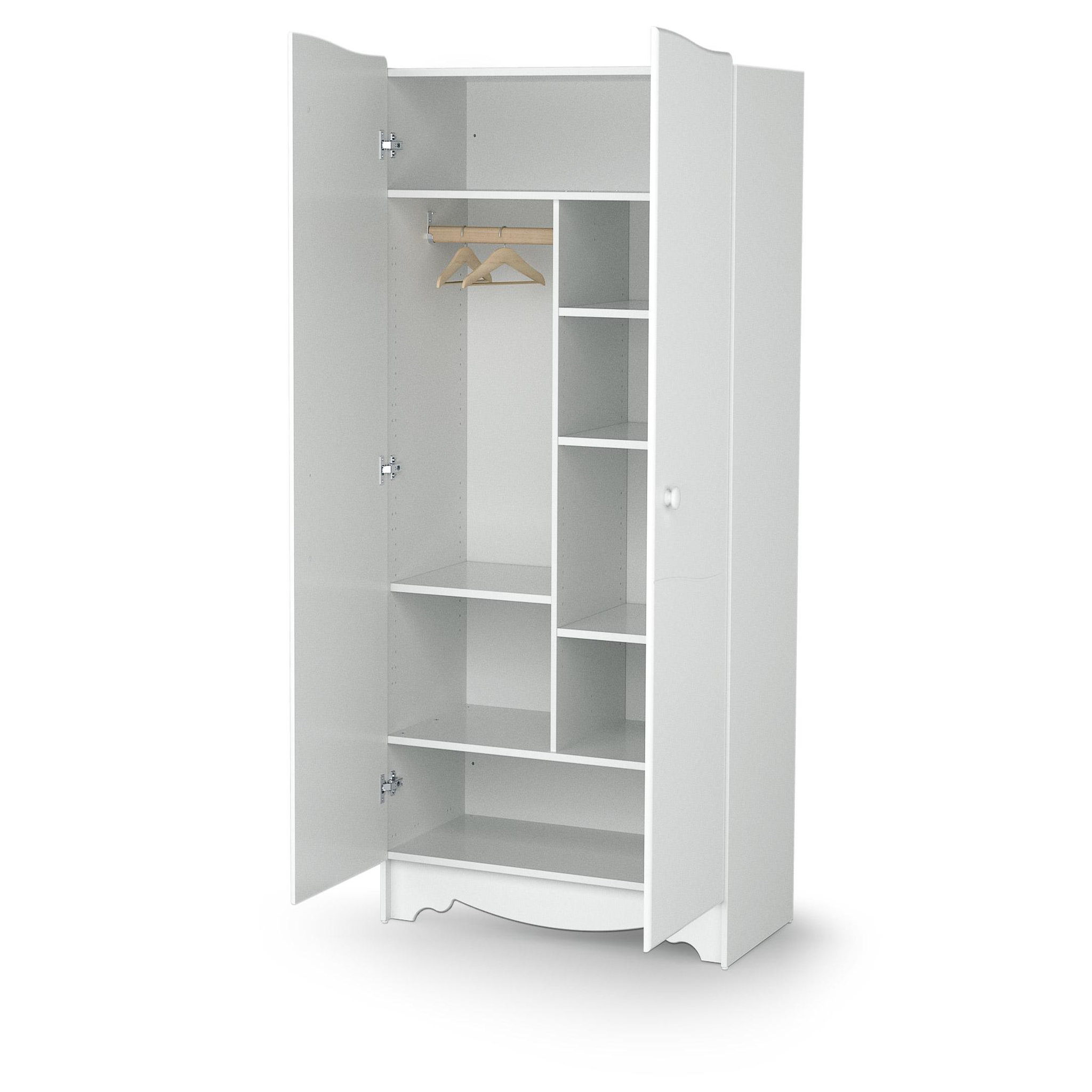 Voir la diapositive 2 : AT4 Armoire enfant 2 portes en bois MARELLE Blanc 96 x 51 x 176 cm