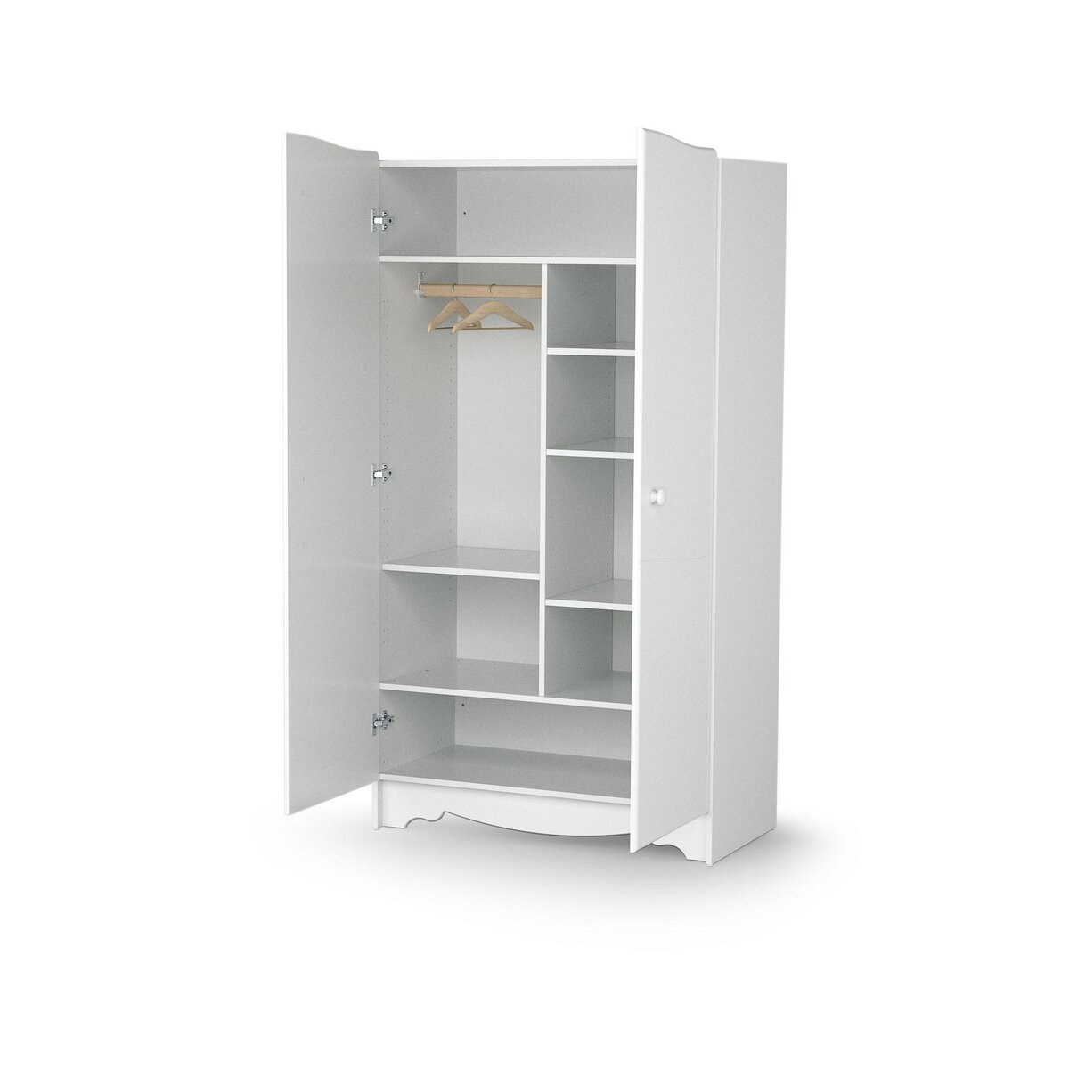 AT4 Armoire enfant 2 portes en bois MARELLE Blanc 96 x 51 x 176 cm