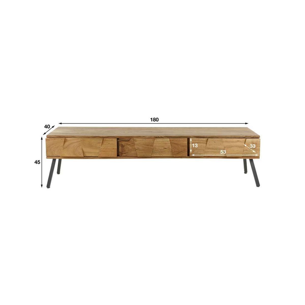LISA DESIGN Jaipur - meuble tv - bois massif d'acacia et noir - 180 cm