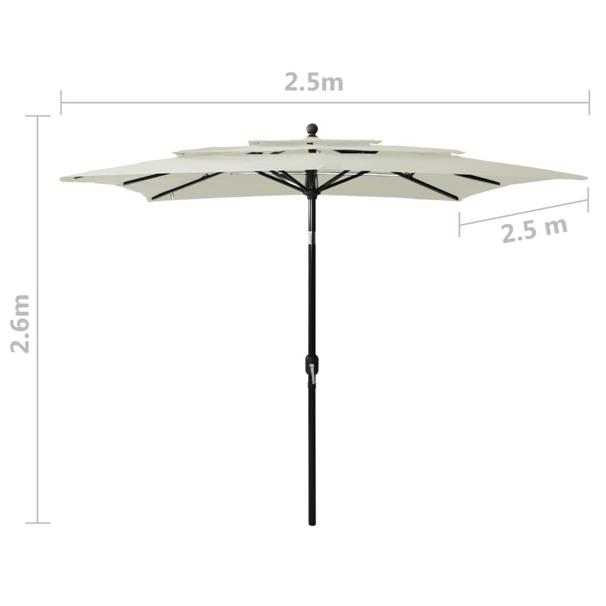 Voir la diapositive 6 : VIDAXL Parasol de jardin a 3 niveaux avec mat en aluminium sable