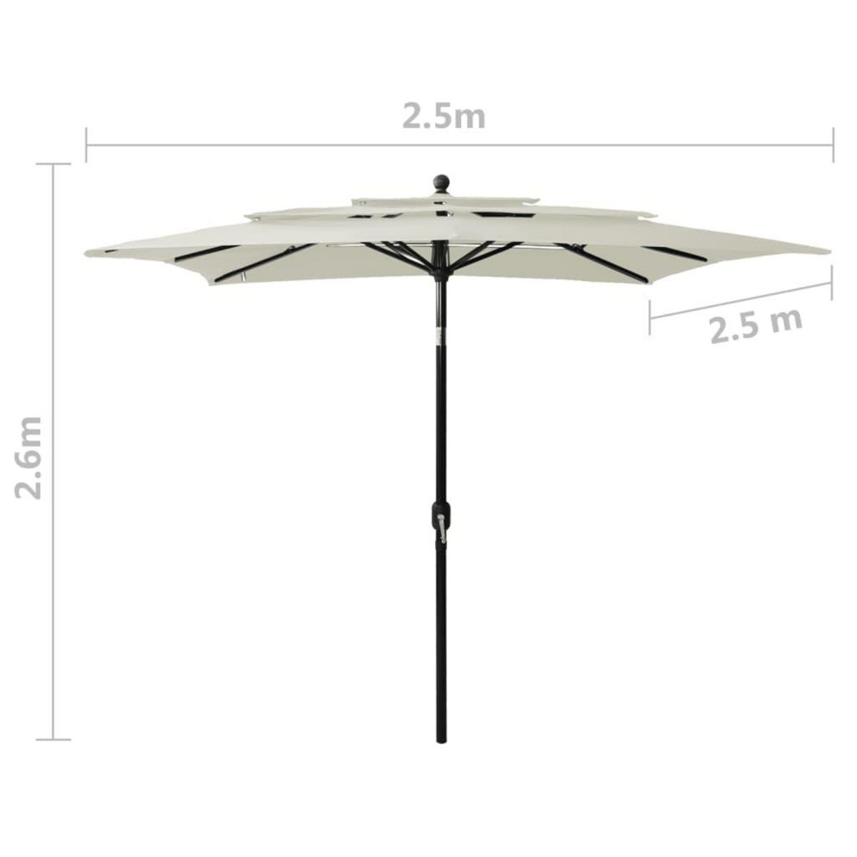 VIDAXL Parasol de jardin a 3 niveaux avec mat en aluminium sable