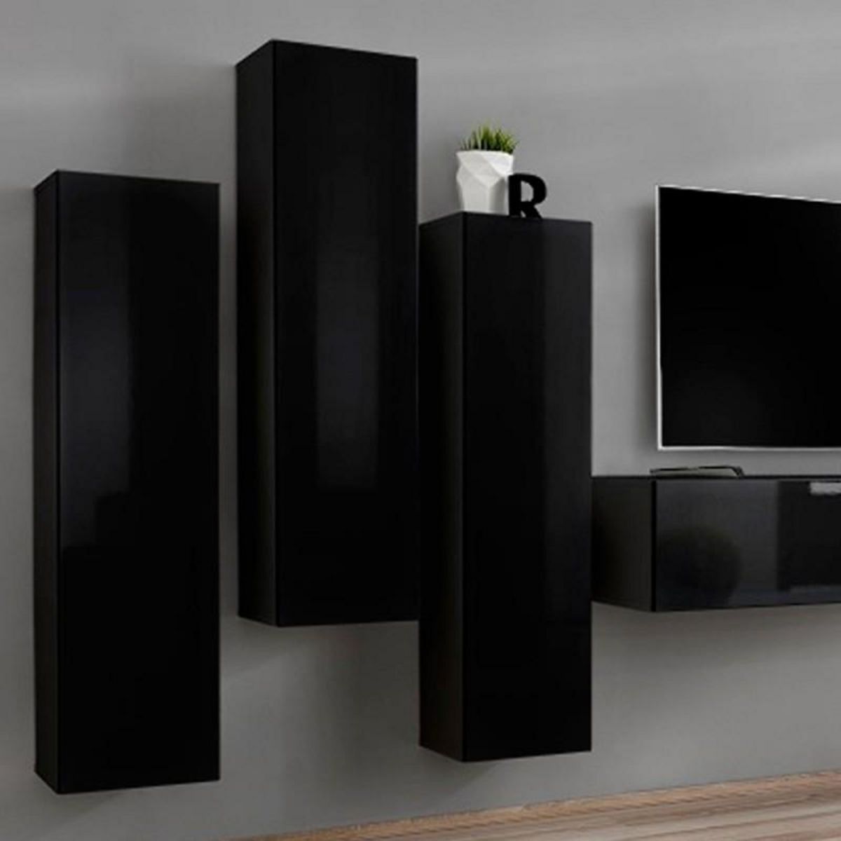 Paris Prix Meuble TV Mural Design  Switch II  270cm Noir