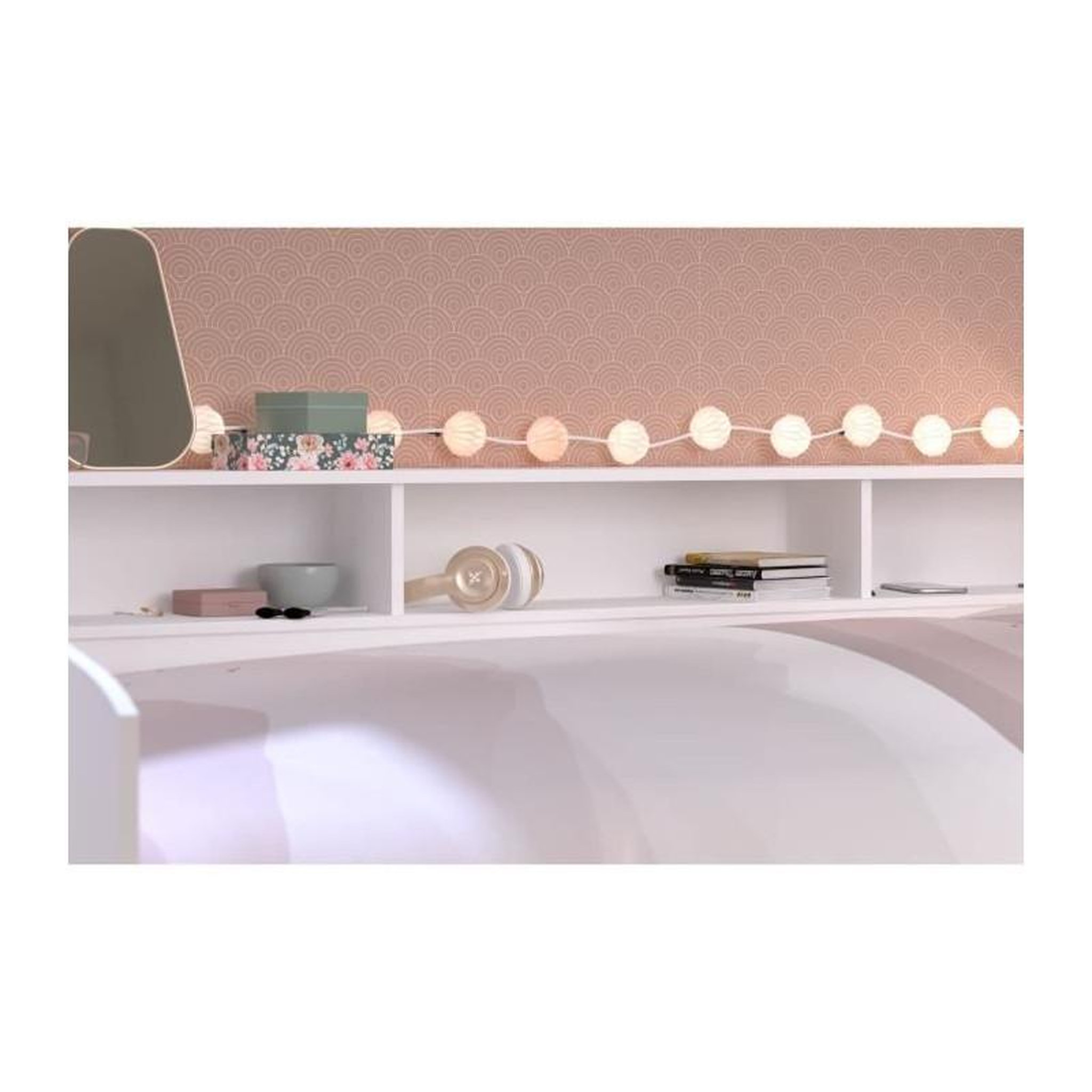 Voir la diapositive 3 : PARISOT Lit banquette 2 tiroirs 90 x 200/190 cm - MDF - Mat décor chene et blanc - JOY - 2339ENSE