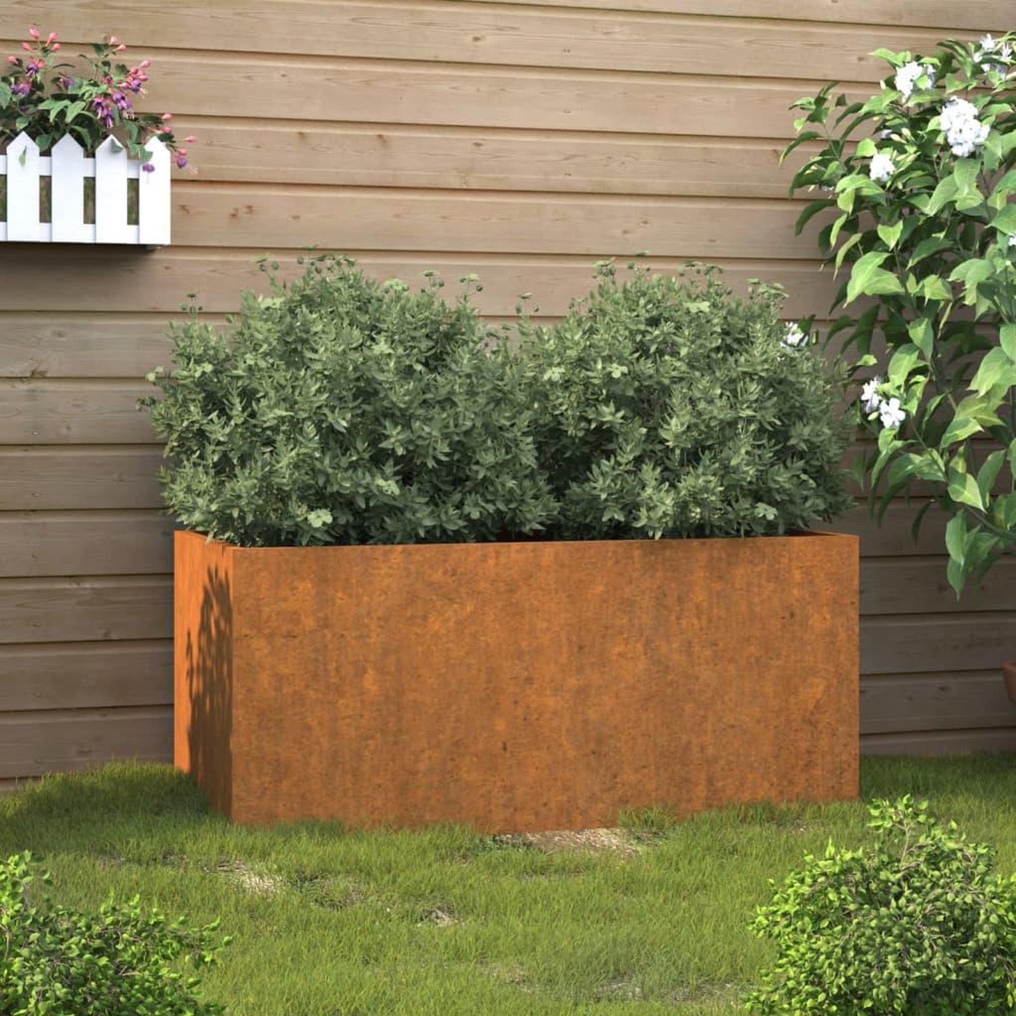 Voir la diapositive 1 : VIDAXL Jardiniere 62x30x29 cm acier corten