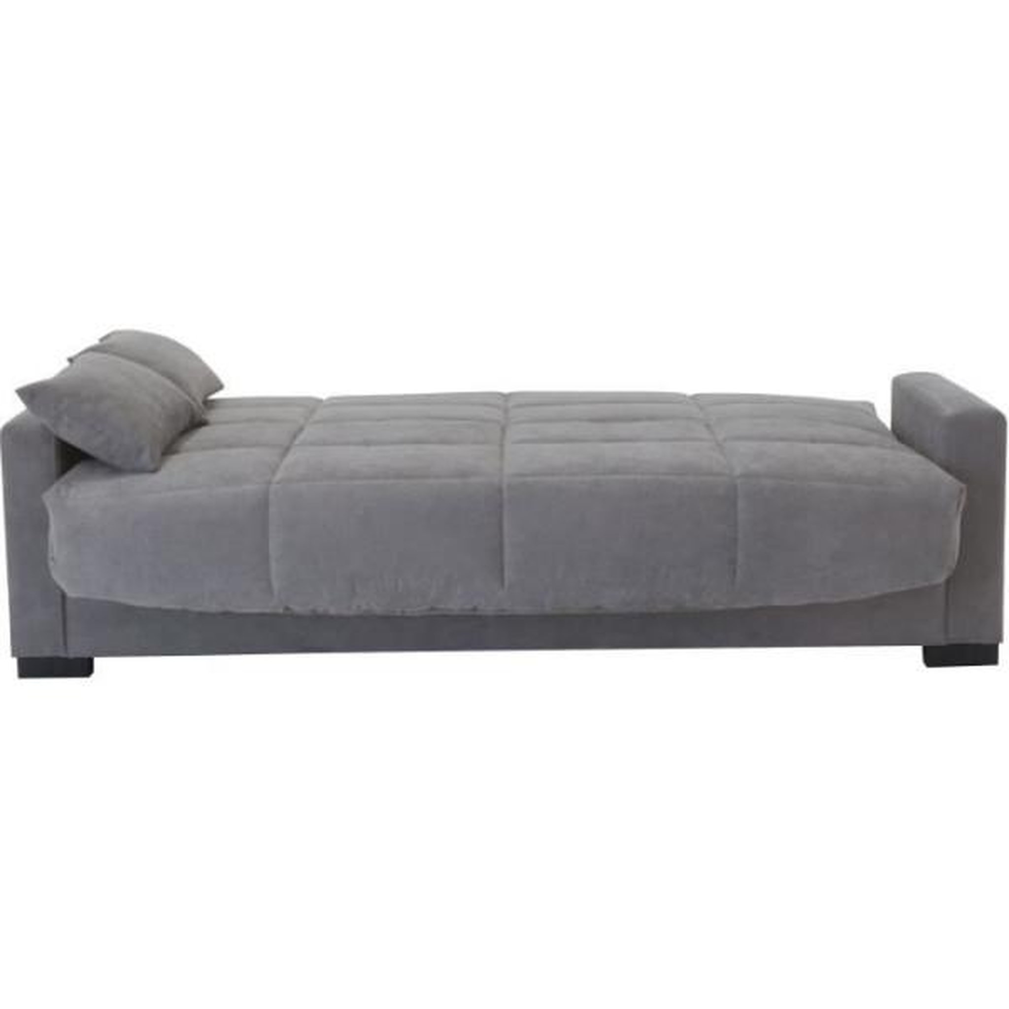 Voir la diapositive 3 : MARKET24 Canapé clic clac 3 places - Gris clair - Matelas 14 cm - 130 x 190 cm - MEGAN