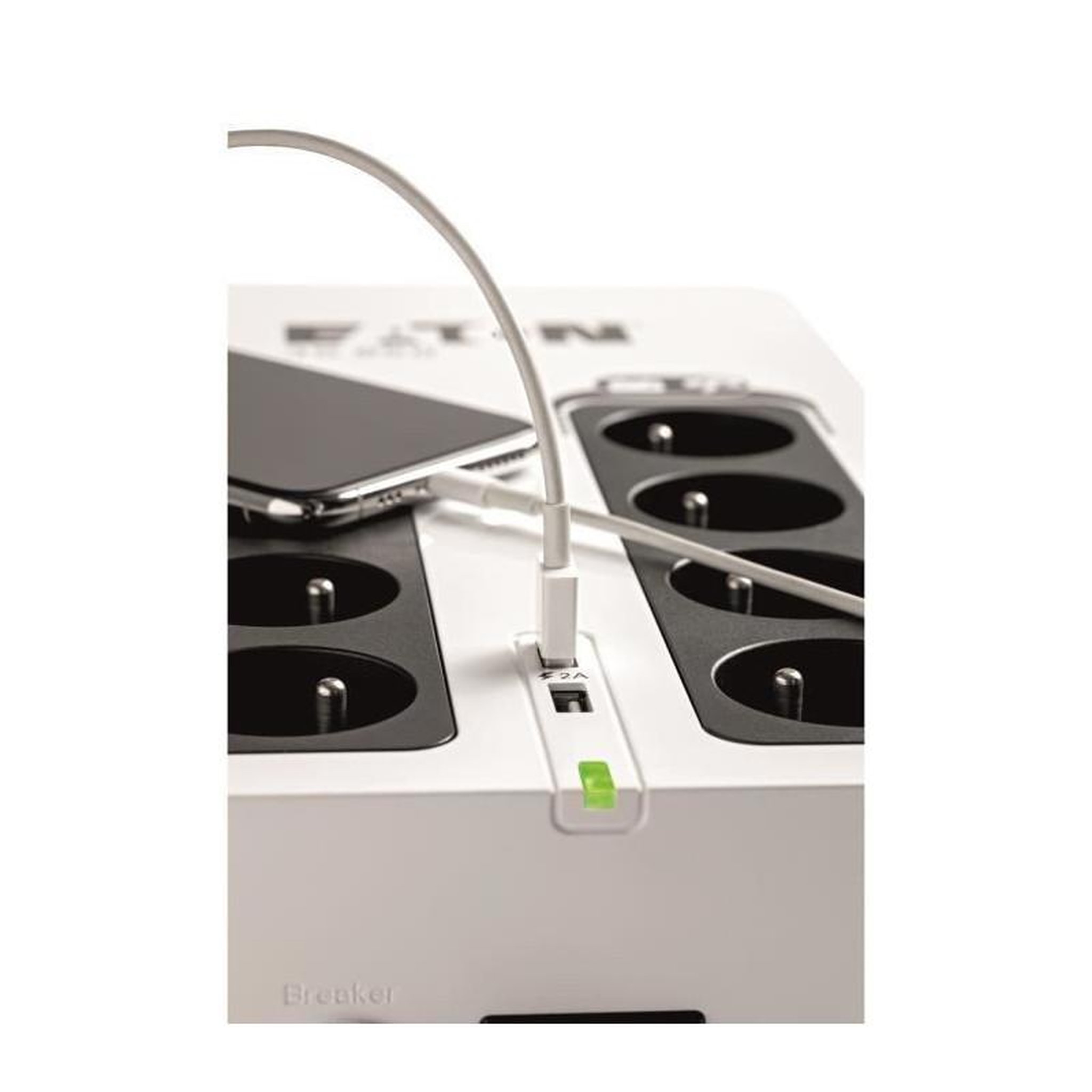 Voir la diapositive 4 : Eaton Onduleur Eaton 3S 700 FR - Off-line UPS - 3S700F - 700VA 8 prises francaises Noir/Blanc
