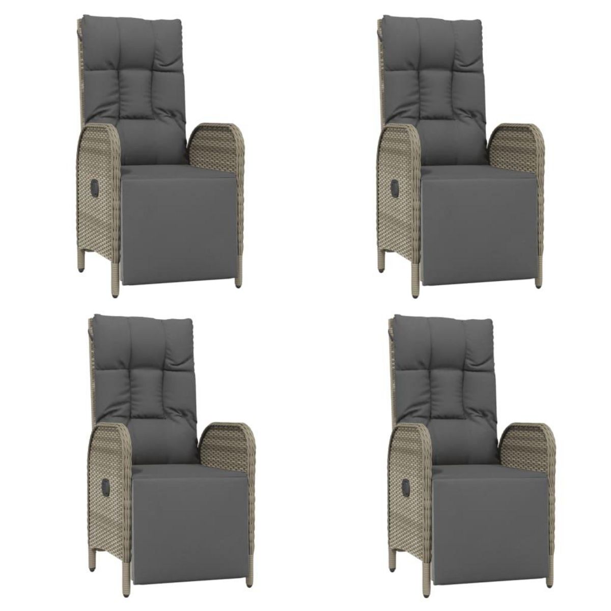 VIDAXL Ensemble a manger de jardin 5 pcs coussins gris resine tressee