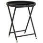 Voir la diapositive 1 : VIDAXL Table a the Noir 60 cm Resine tressee et verre trempe