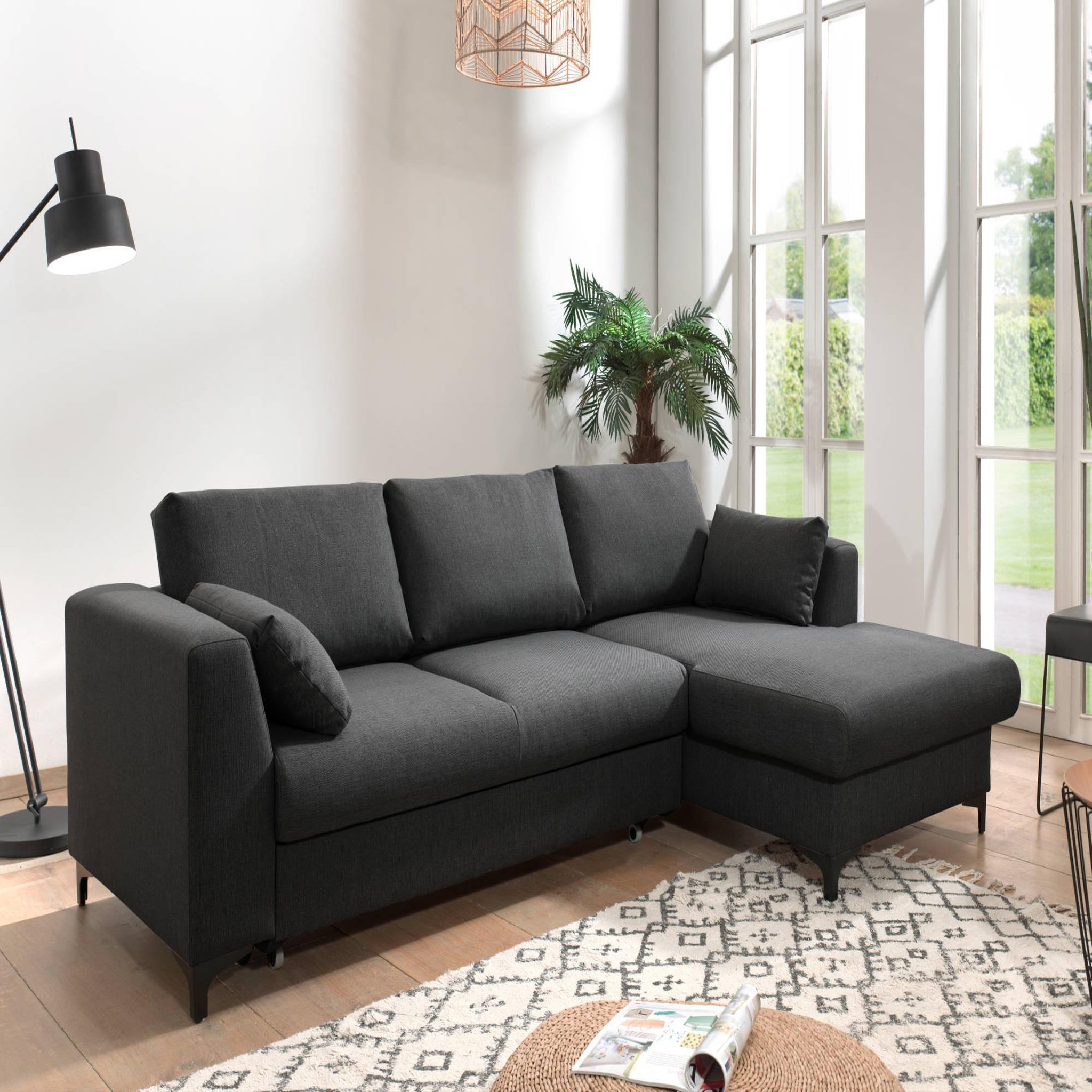 Voir la diapositive 1 : LISA DESIGN Tala - canapé d'angle droit - convertible avec coffre - 4 places - en tissu