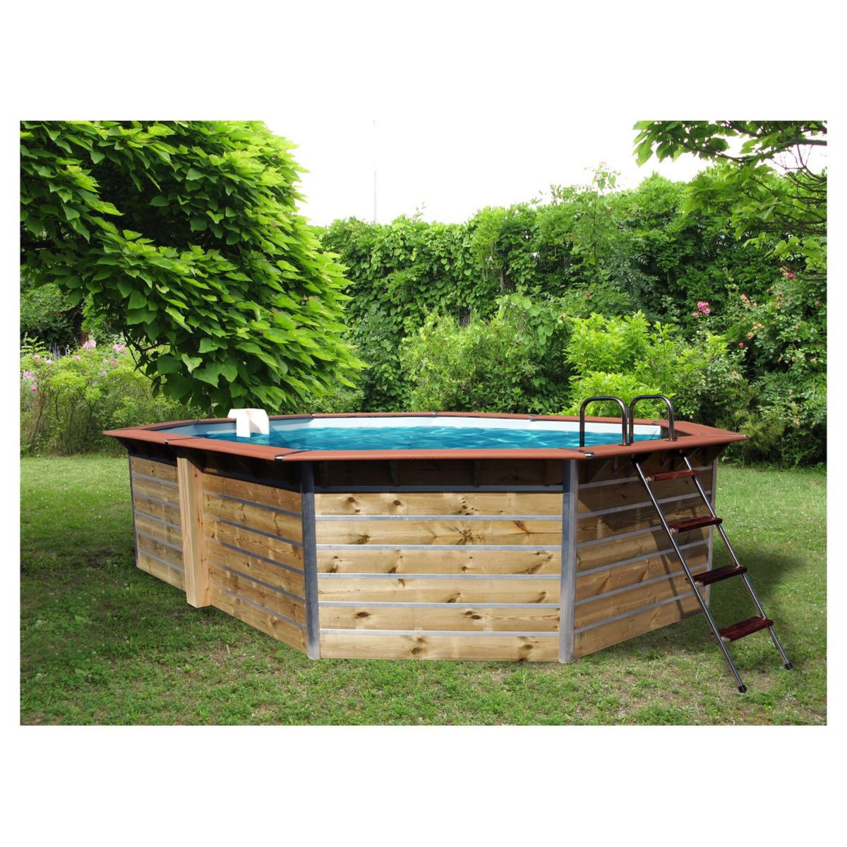WATERCLIP Piscine en bois longitudinale 590x420x129 FUGUA