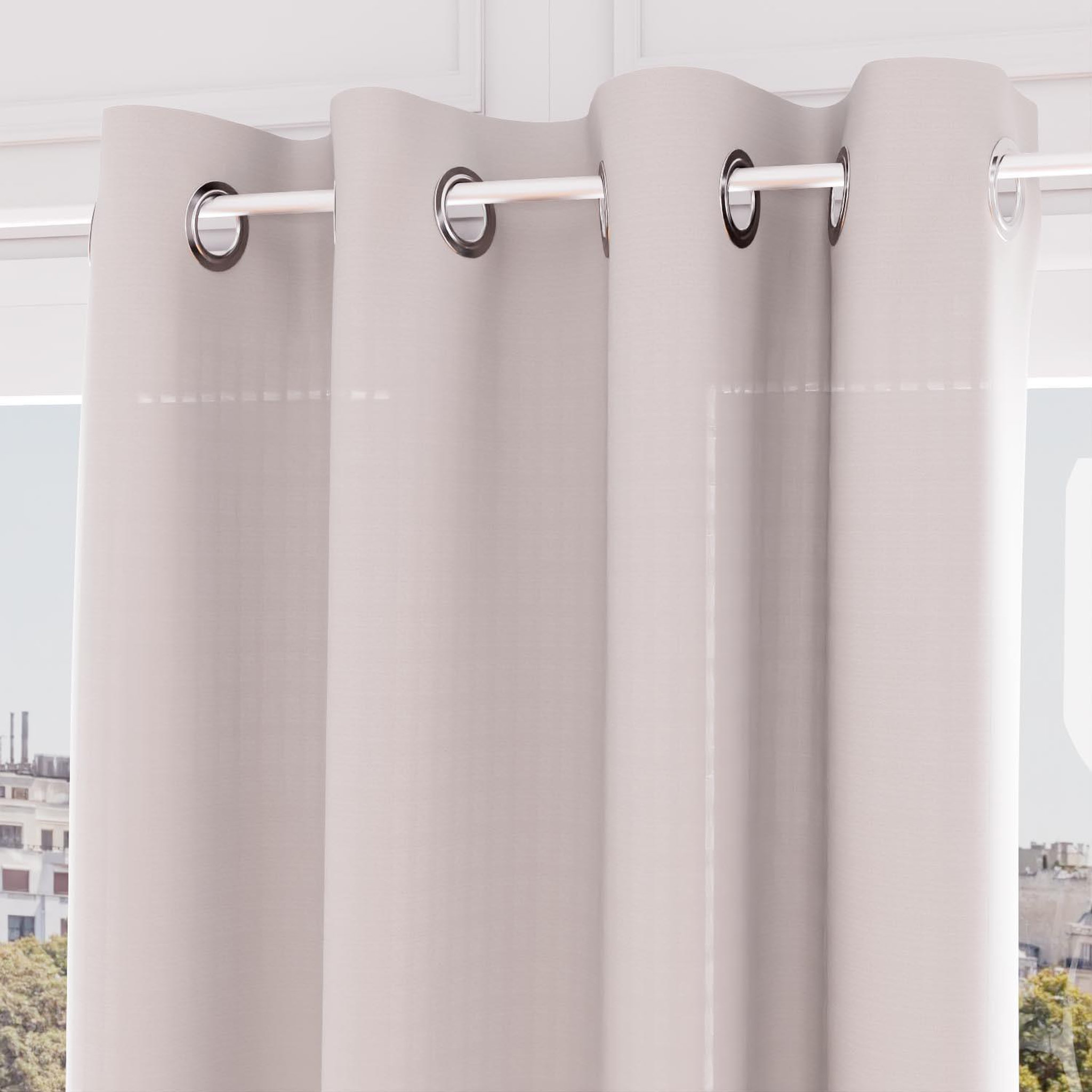 Voir la diapositive 1 : SOLEIL D'OCRE Voile oeillets jacquard 135X250 cm VELVET, par Soleil d'ocre
