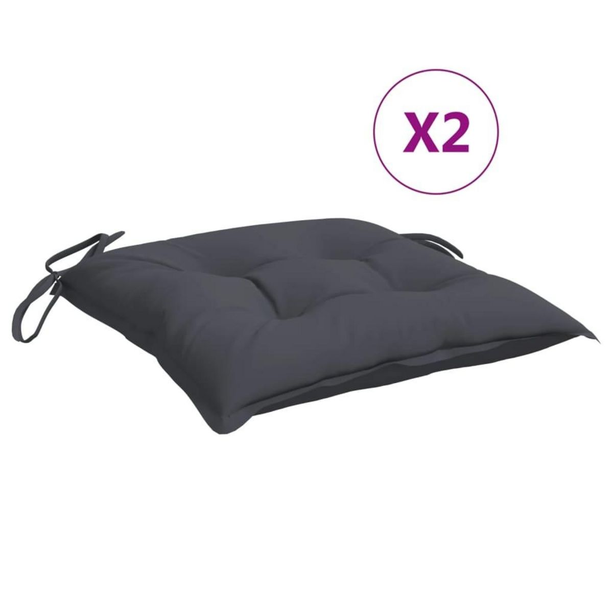 VIDAXL Coussins de chaise lot de 2 anthracite 40x40x7 cm tissu oxford