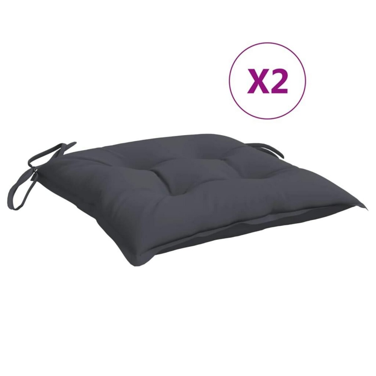 VIDAXL Coussins de chaise lot de 2 anthracite 40x40x7 cm tissu oxford