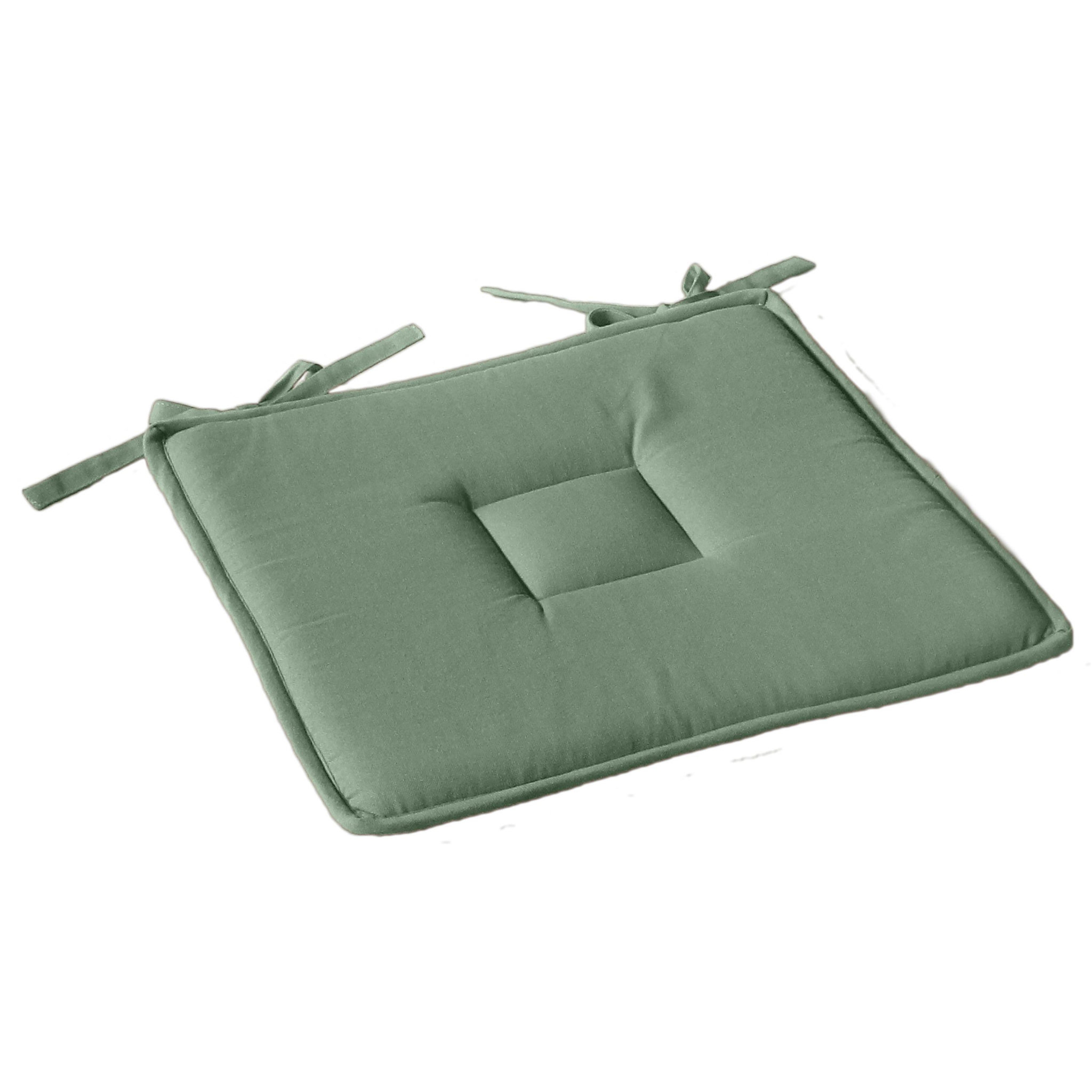 TOILINUX Galette de chaise plate panama - 40 cm x 40 cm - vert argile