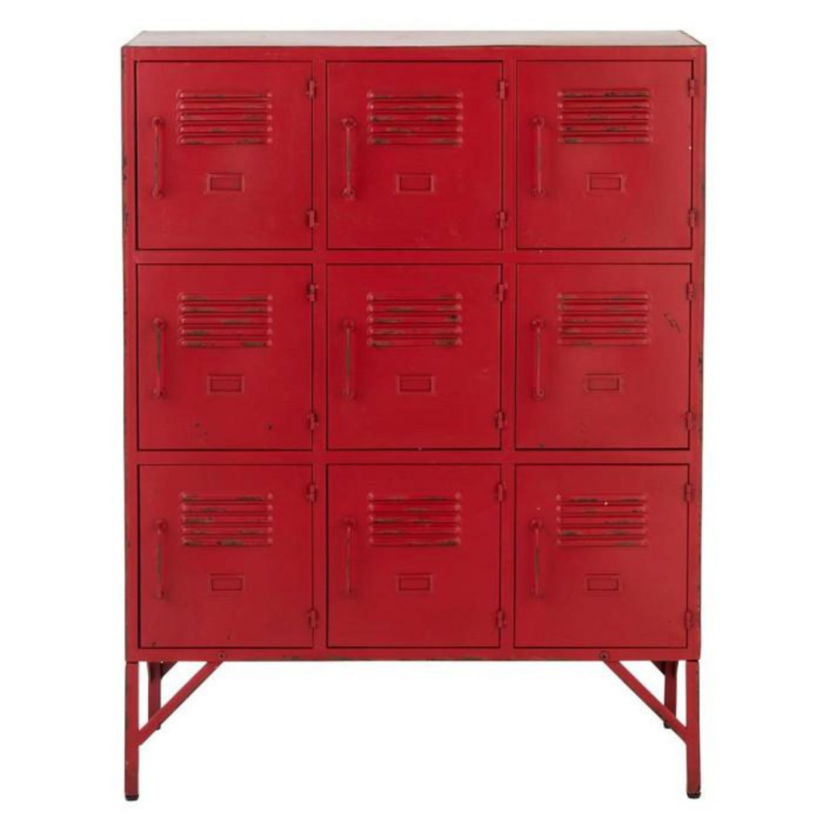 Paris Prix Commode 9 Portes en Métal  Pulgar  113cm Rouge