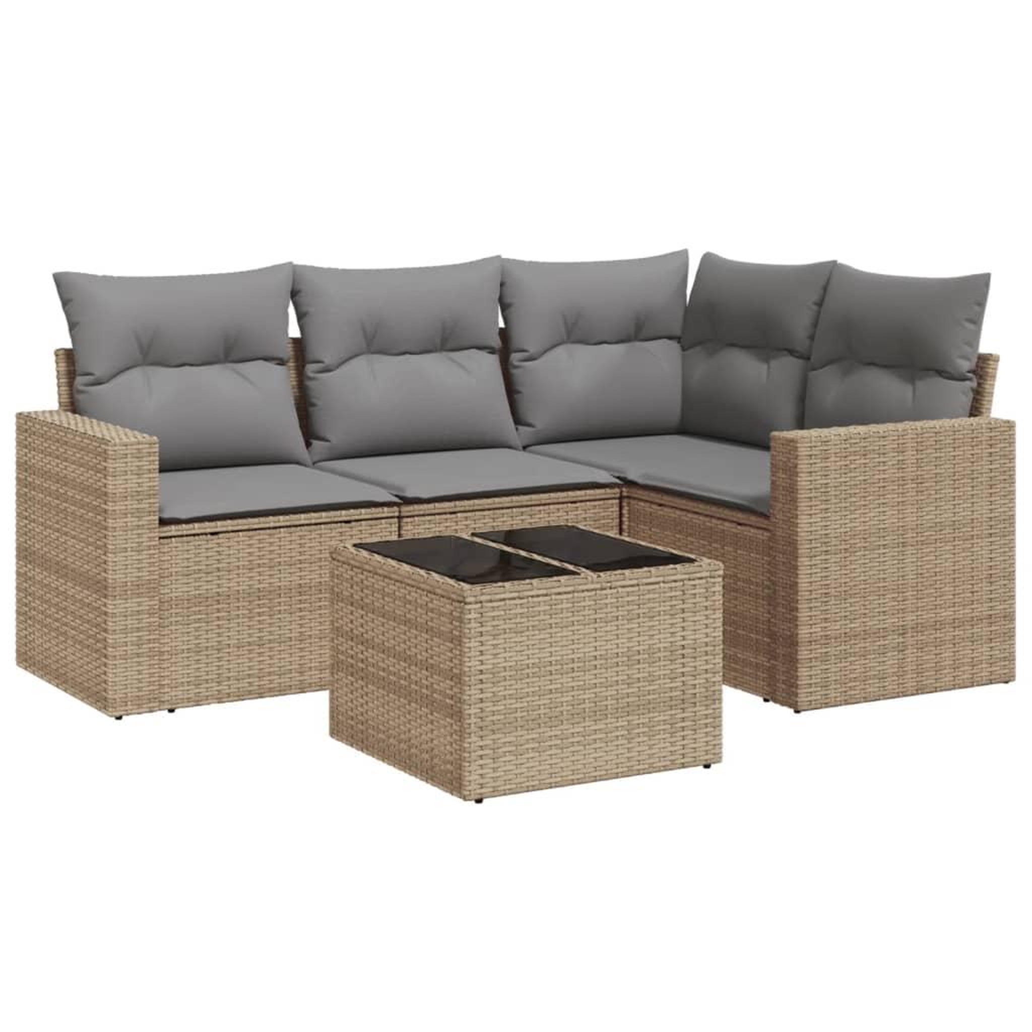 Voir la diapositive 2 : VIDAXL Salon de jardin avec coussins 5 pcs beige resine tressee