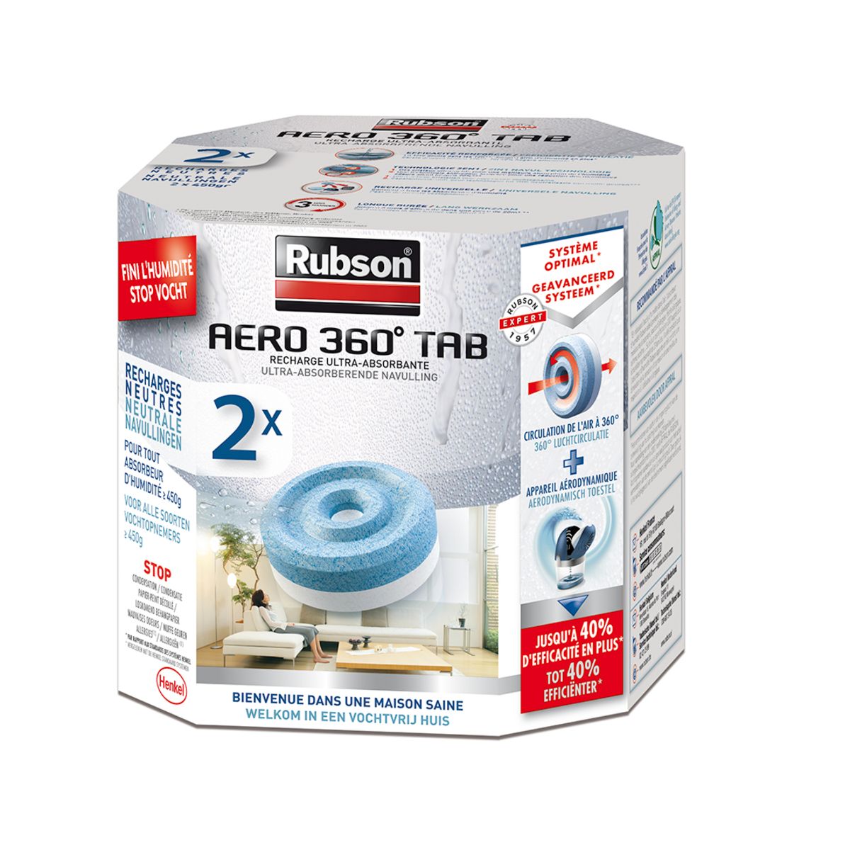 RUBSON Recharges ultra absorbantes pour absorbeur d'humidité x2