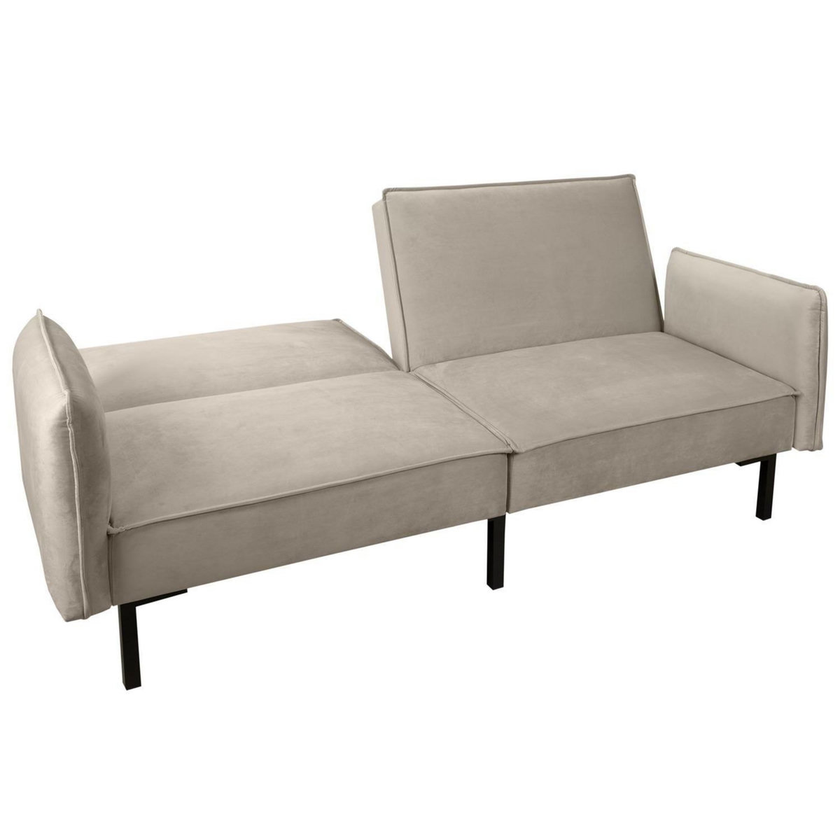 The Home Deco Factory Canapé convertible en velours Risor  - 3 Places - Taupe