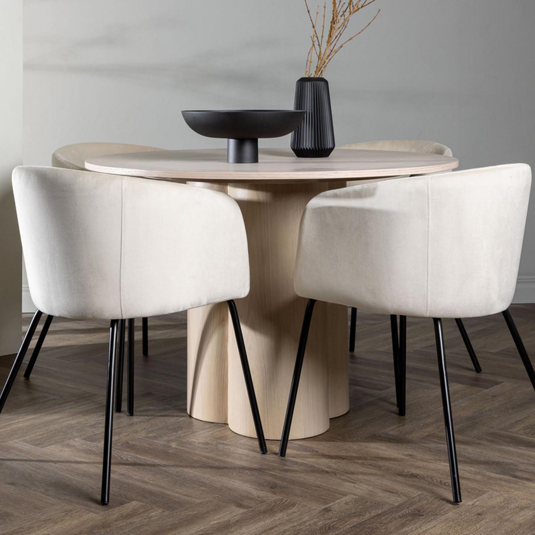 Voir la diapositive 3 : Paris Prix Ensemble table à manger & 4 chaises  olivia & berit  110cm naturel & beige