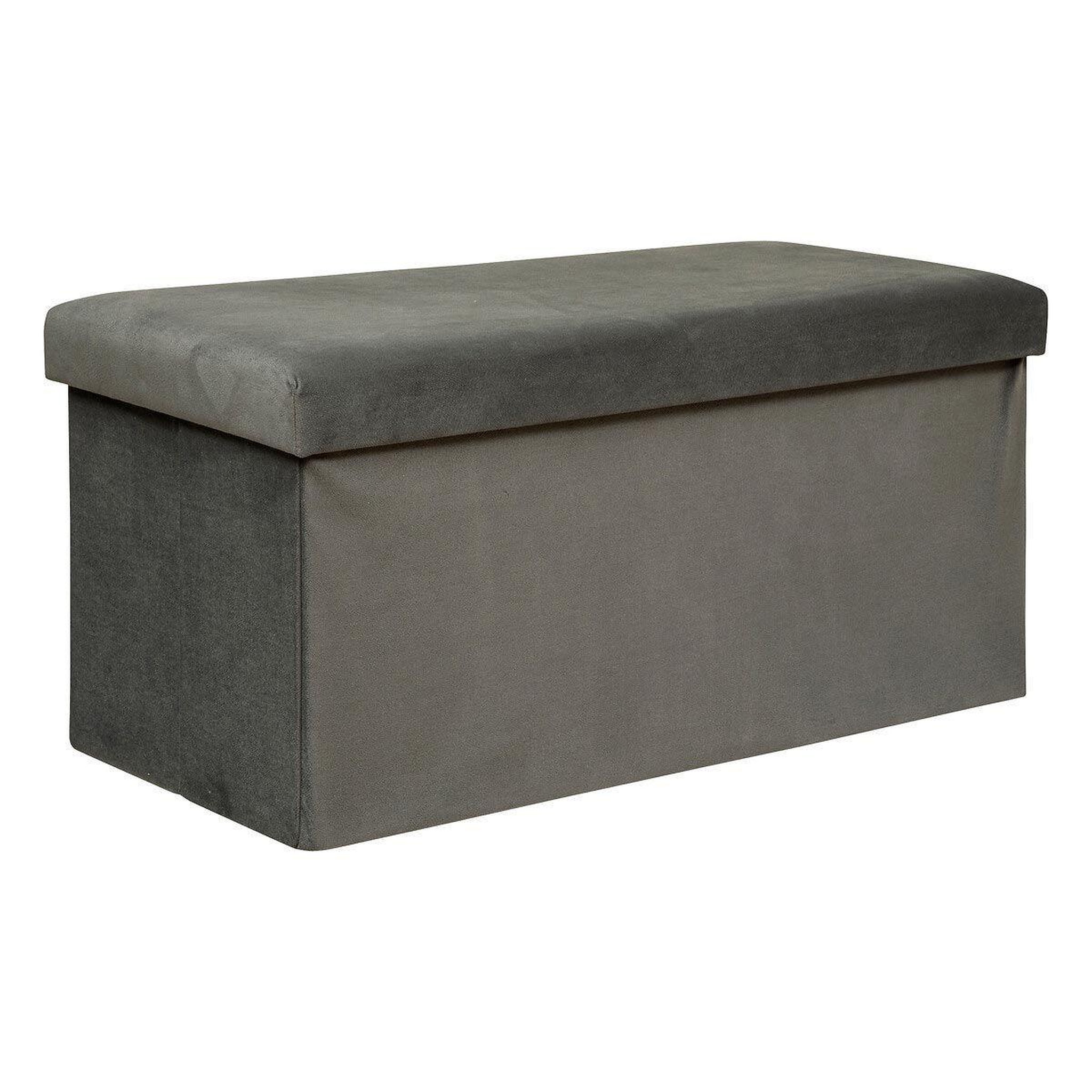 ATMOSPHERA Banquette coffre pliable en velours  lilou  76cm gris